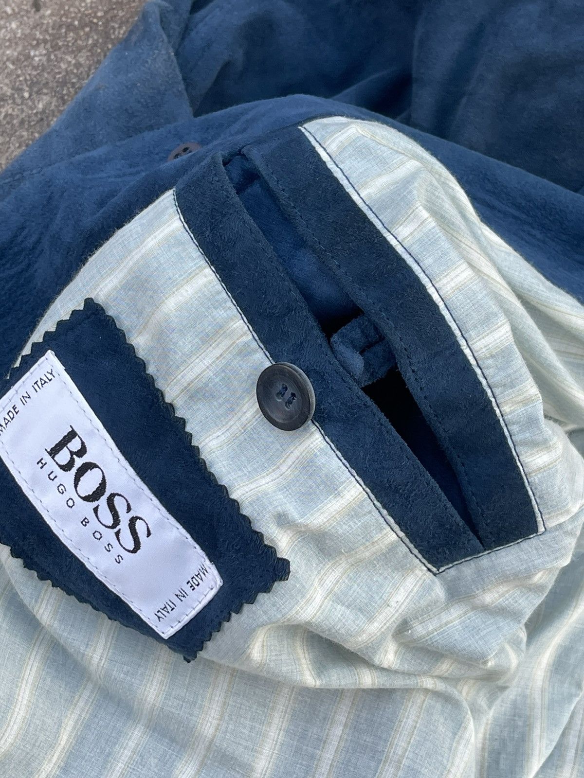 Hugo Boss × Vintage 90’s Boss Luxury navy suede bomber jacket vintage leather Size US L / EU 52-54 / 3 - 15 Thumbnail