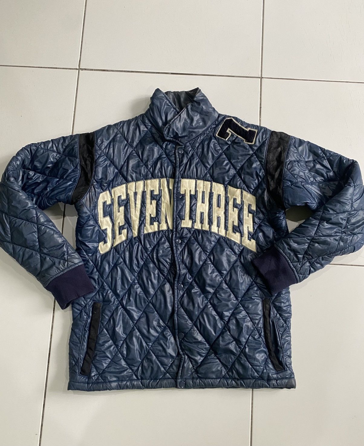 Japanese Brand Vintage Japanese Seven Three R quilted blue Jackets Size US L / EU 52-54 / 3 - 4 Thumbnail