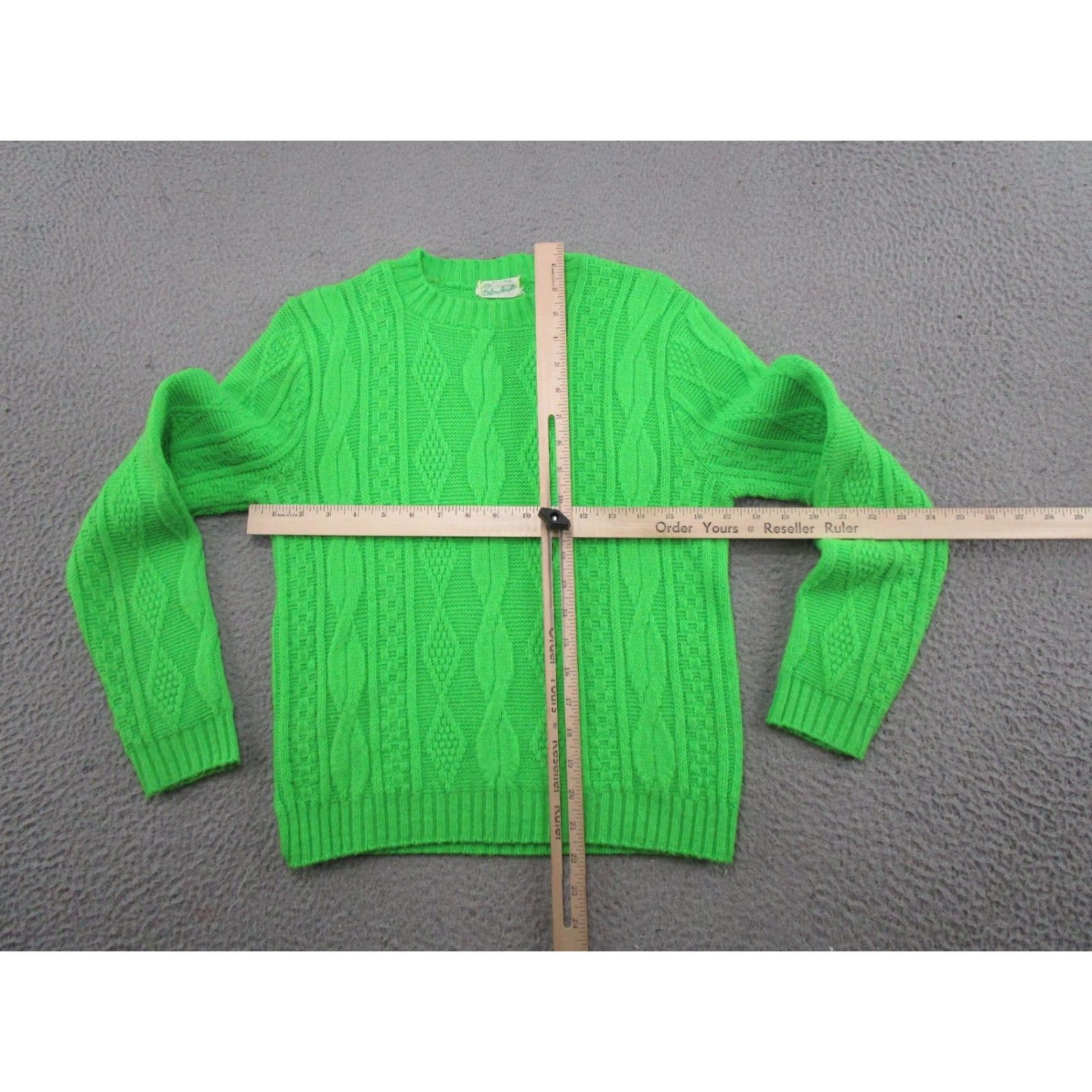 Etro VINTAGE DuPont Green Cable Knit Sweater Chest Size 34 Retro Womens Pullover Mock Neck Long Sleeve Fall Winter 70s Size S / US 4 / IT 40 - 3 Thumbnail