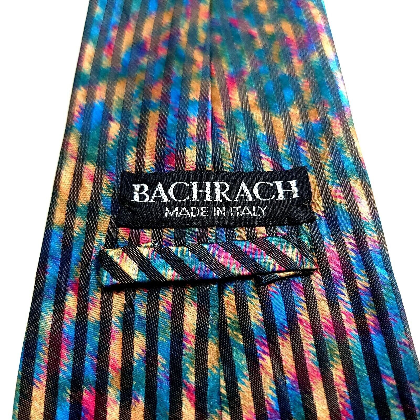 Bachrach Bachrach Woven Multi-Colored Striped Short Wide Silk Tie Size ONE SIZE - 3 Thumbnail