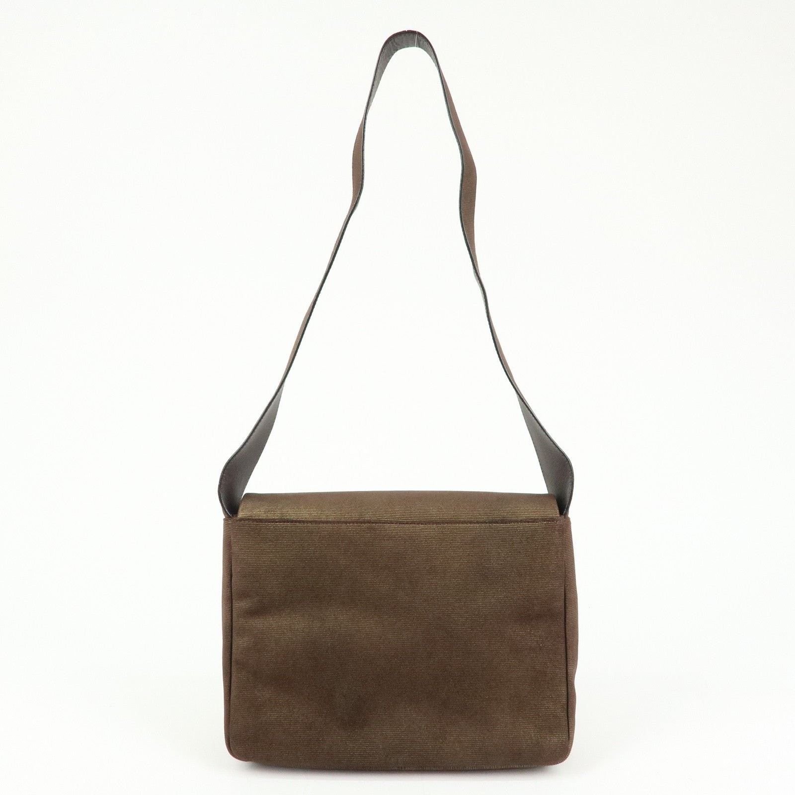 Salvatore Ferragamo Ferragamo Gancini Canvas & Leather Shoulder Bag Brown Size ONE SIZE - 2 Thumbnail