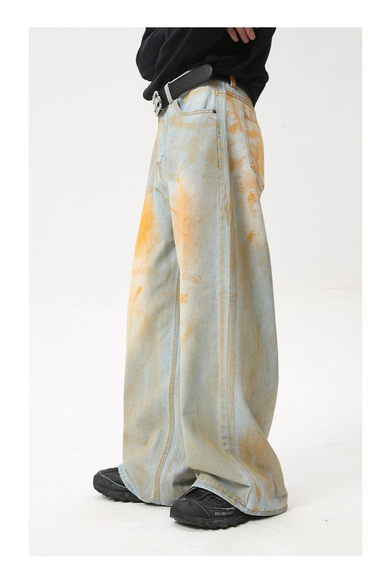 Japanese Brand American street distressed dirty retro wide-leg jeans Size US 34 / EU 50 - 4 Thumbnail