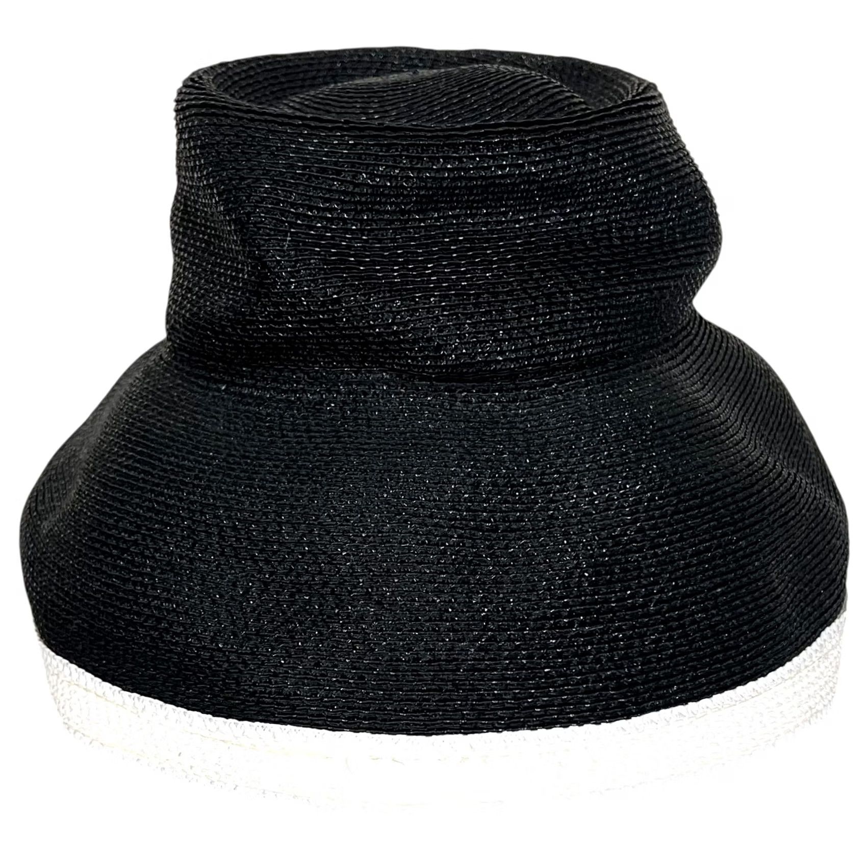 Vintage VINTAGE Frank Olive Women Bucket Hat Woven Black White One Size Black White Solid 50s 60s Mod Church Derby Straw Summer Party Cocktail Travel Womens Size ONE SIZE - 4 Thumbnail