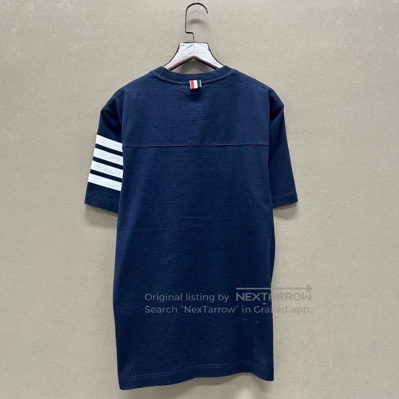 Thom Browne Thom Browne Navy Blue Cotton Crewneck Short-Sleeve Size US XL / EU 56 / 4 - 2 Thumbnail