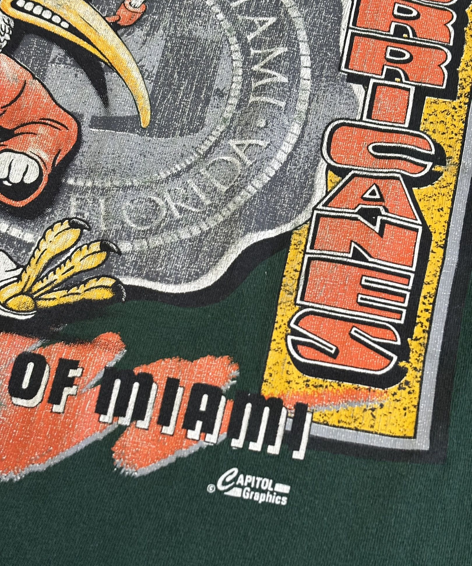 Vintage Miami Hurricanes Capitol Graphic T-Shirt vintage 90s size. L Size US L / EU 52-54 / 3 - 9 Thumbnail