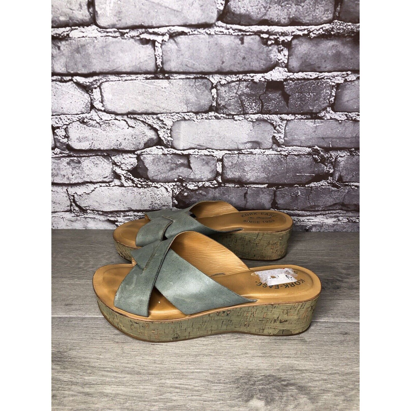 Other Kork-Ease Blue Leather Platform Cross Strap Cork Wedge Sanda Size US 8 / IT 38 - 6 Thumbnail