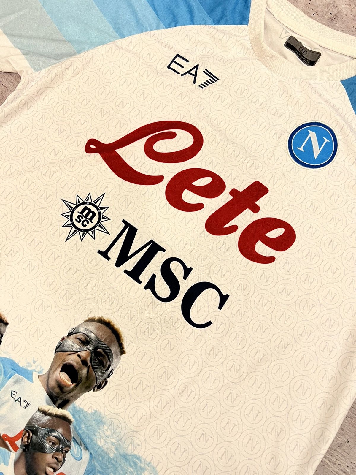 Vintage 🩸RARE🩸Napoli EA7 2022/2023 Osimhen Face Game Jersey Size US XL / EU 56 / 4 - 9 Thumbnail