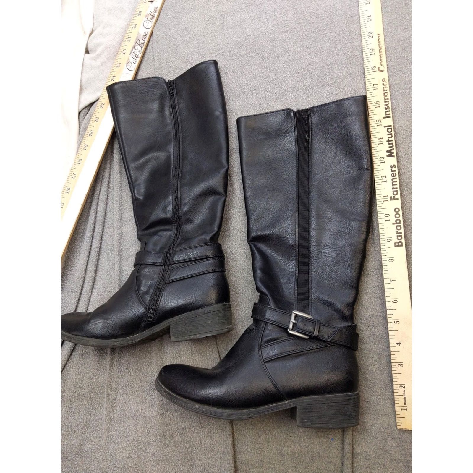 Croft & Barrow Croft & Barrow Boots Womens 7.5 Black Synthetic Knee High Riding Buckle Zip Size US 8 / IT 38 - 2 Thumbnail