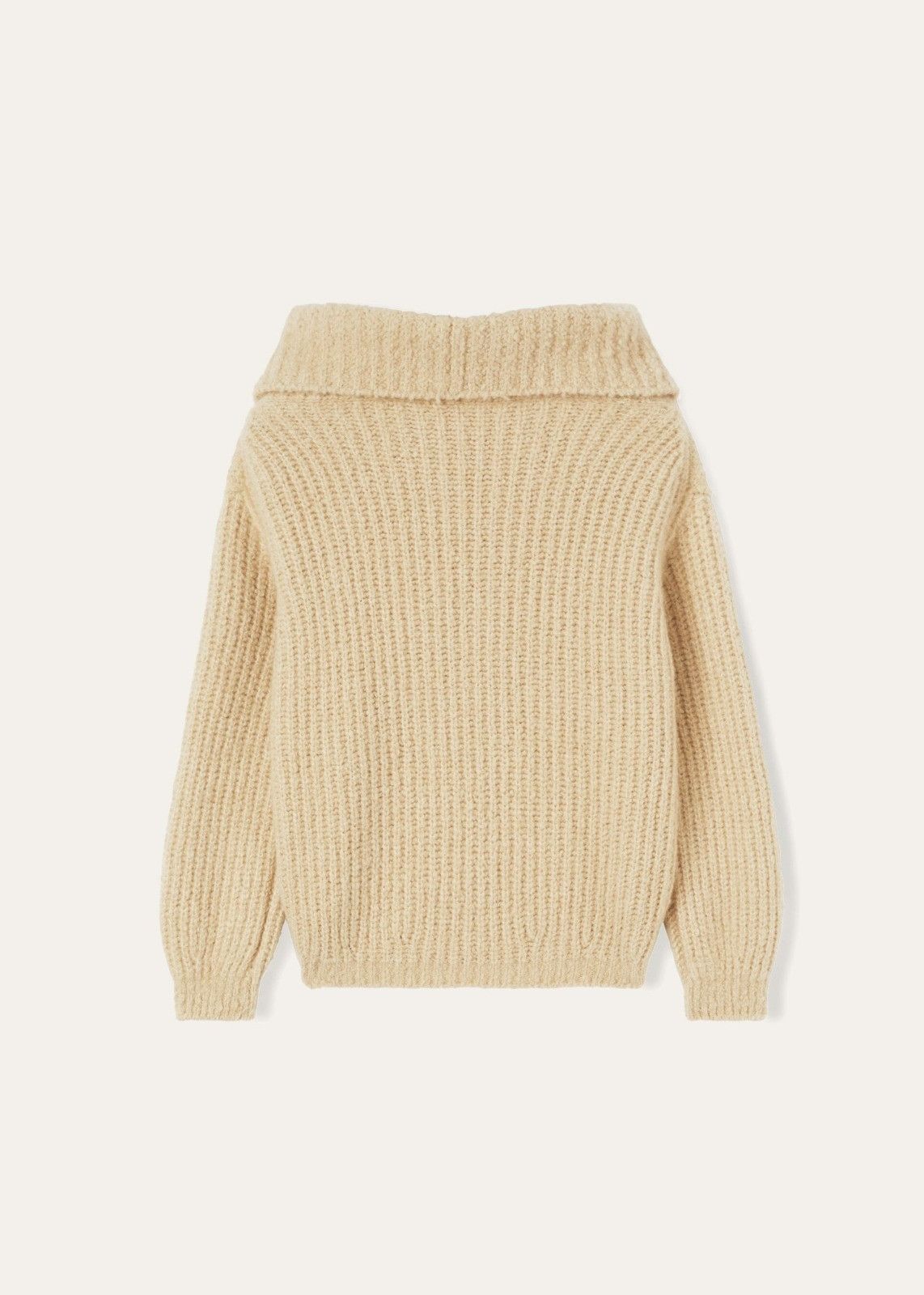 Loro Piana o1srvl11e1125 FAN1842 Wide Cowl Collar Sweater in Beige Size S / US 4 / IT 40 - 2 Thumbnail