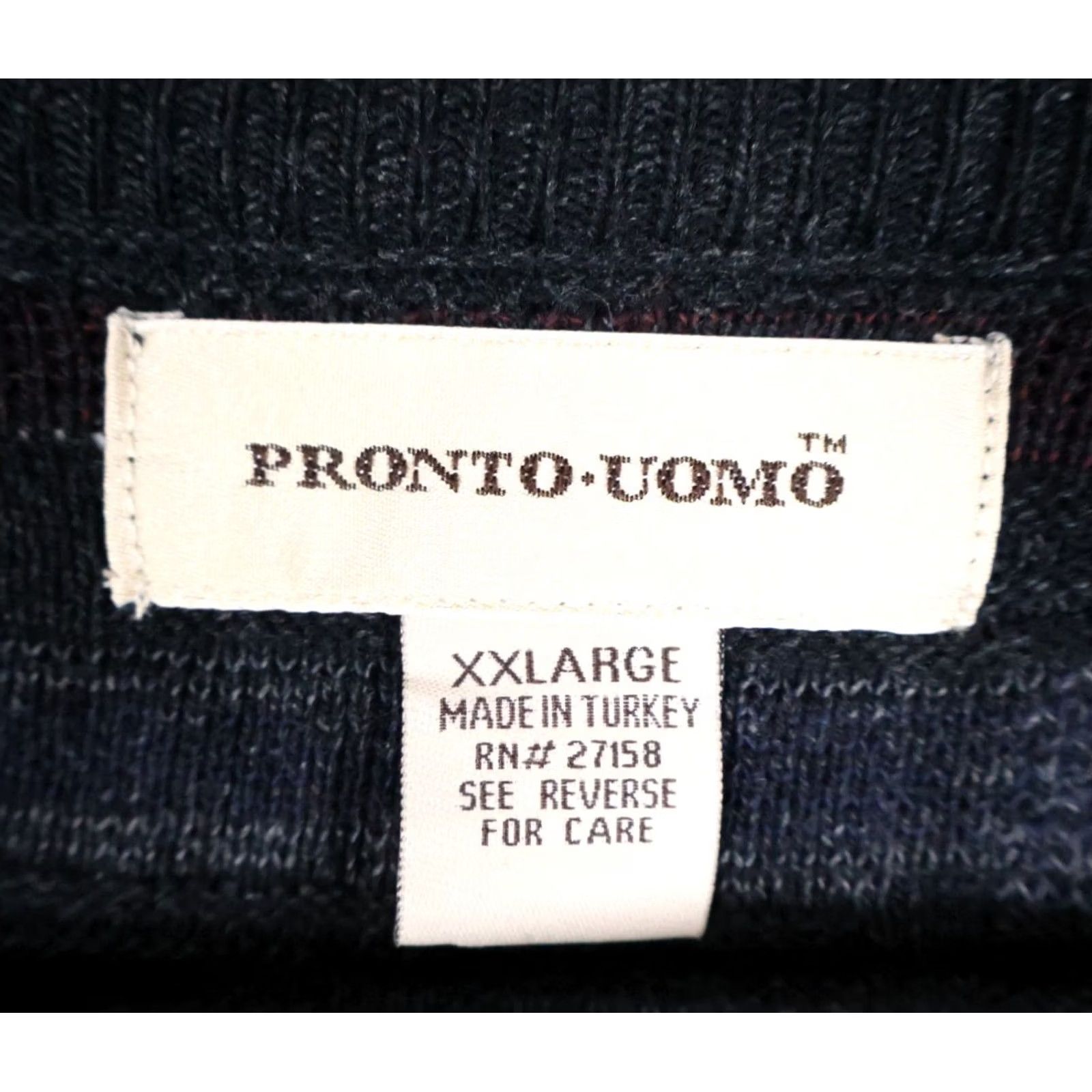 Pronto Uomo VINTAGE Pronto Uomo Sweater Mens 2XL Dark Gray Textured Check Knit VTG Dad Style Pullover Crew Neck Knit 90s Regular Mens Size US XXL / EU 58 / 5 - 3 Thumbnail
