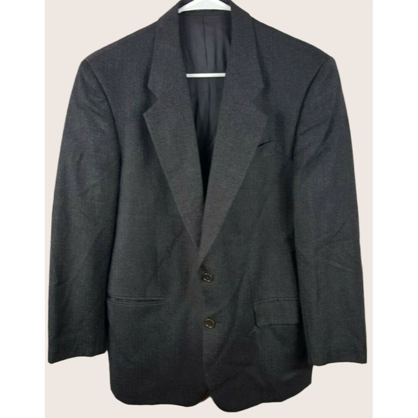 Vintage Bianchi Blazer Jacket Coat 48 Gray Tasmanian Wool Italy 2 Buttons Titanus Condor Size 48R - 1 Thumbnail