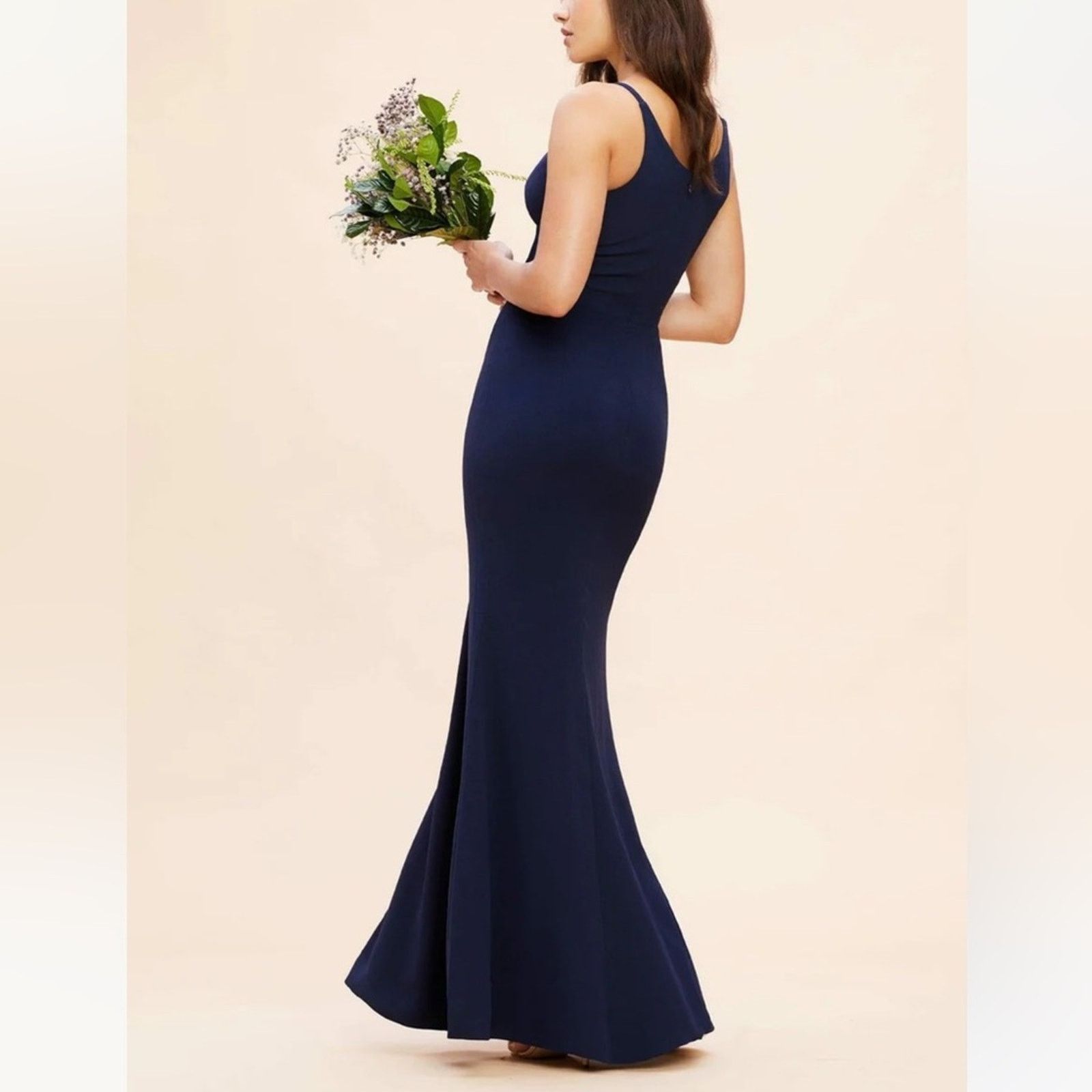 Dress the Population Dress The Population Iris V-Neck Slit Crepe Blue Gown XS Size XS / US 0-2 / IT 36-38 - 6 Thumbnail