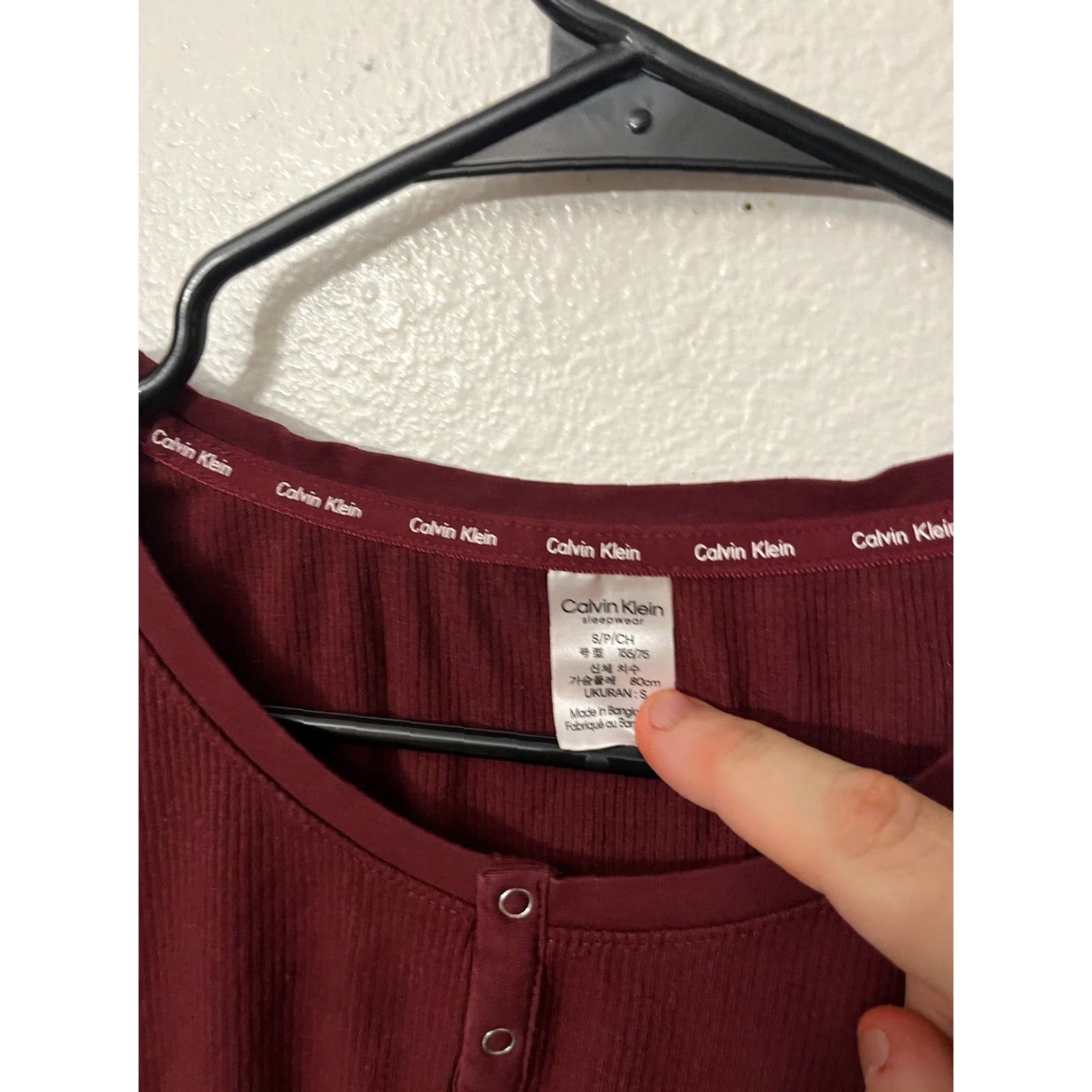 Calvin Klein VINTAGE CALVIN KLEIN Sleepshirt Women Henley Long Sleeve Red S Size S / US 4 / IT 40 - 3 Thumbnail