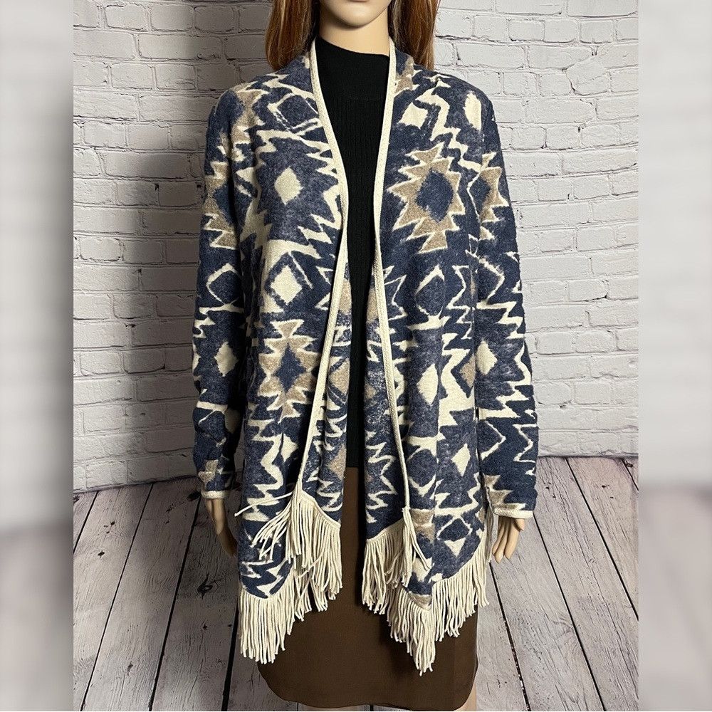 Lucky Brand NWT New $129 Lucky Brand Aztec Print Fringed Brushed Knit C Size S / US 4 / IT 40 - 9 Thumbnail