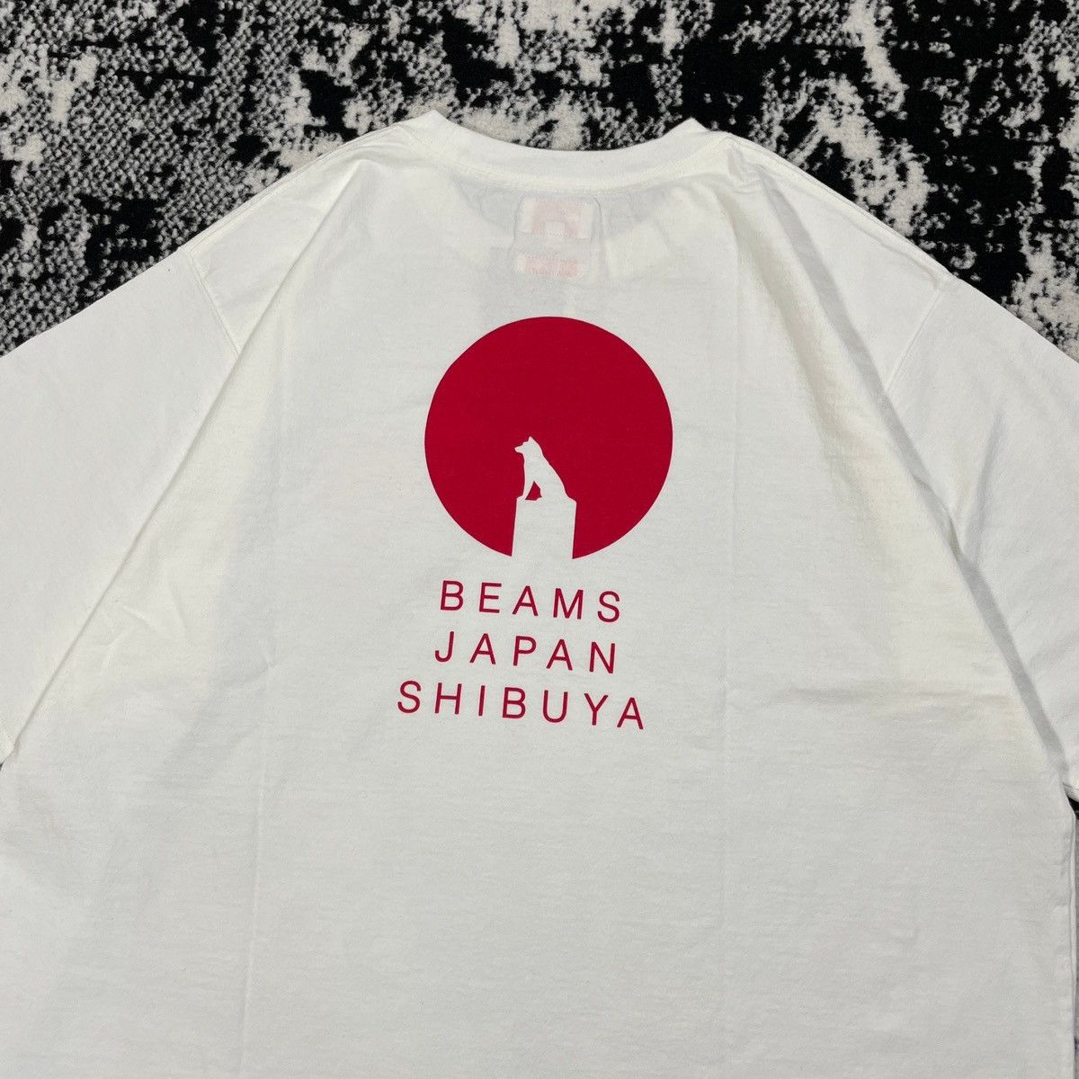 image of Beams Plus Beams Japan Shibuya Limited Logo T-Shirt in White, Men's (Size Large)