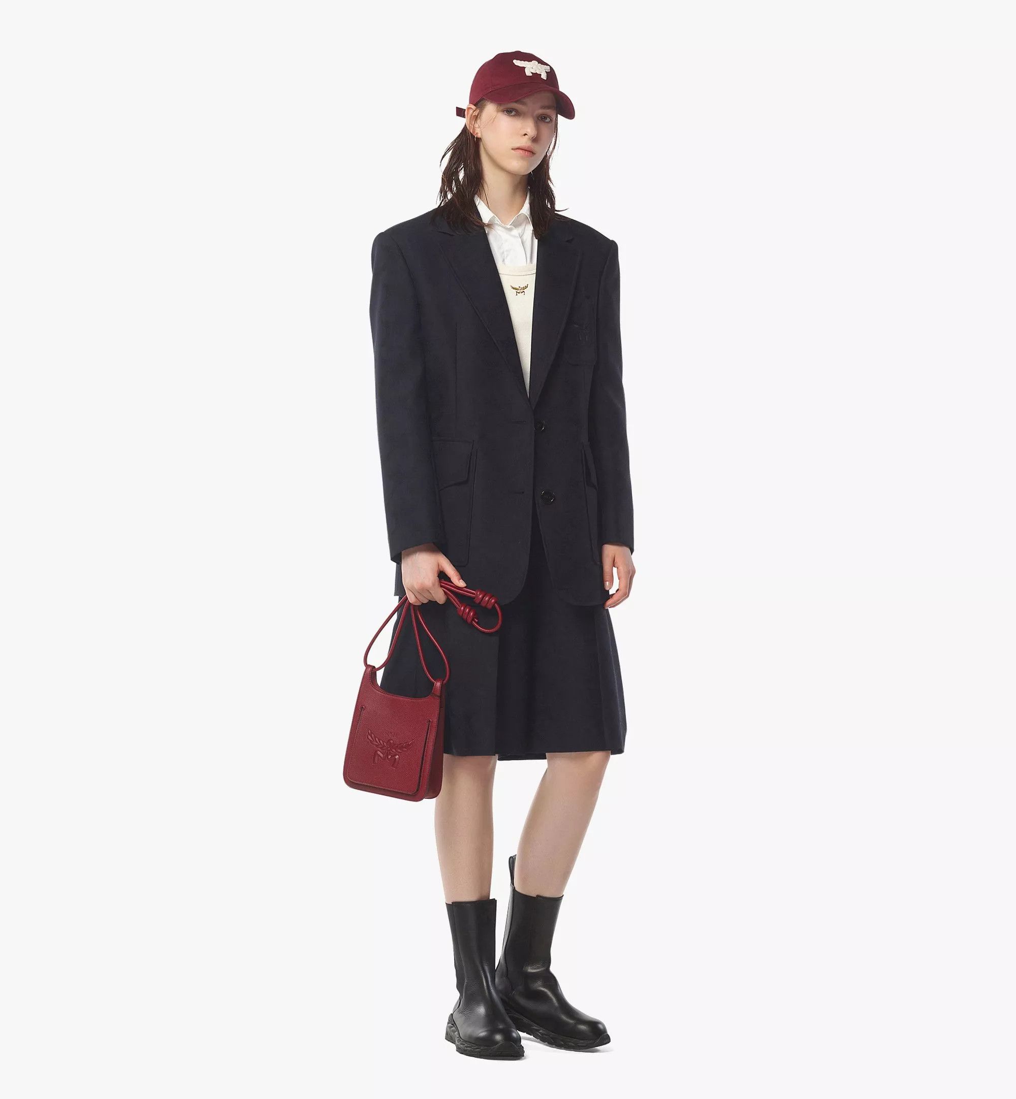 MCM o1mt1gz0325 Size: OS / Hobo Mini Bag in Burgundy Size ONE SIZE - 2 Thumbnail