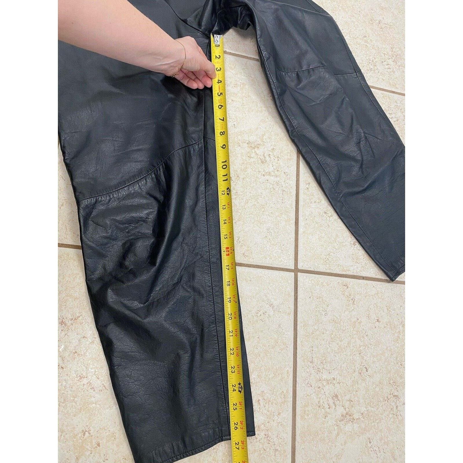 Other VTG CEDARS Black Leather Pants M Fully Lined Elastic Waist Size 32" / US 10 / IT 46 - 7 Thumbnail