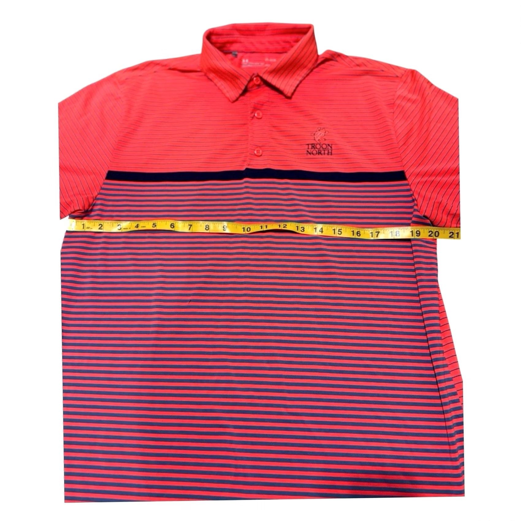 Under Armour Under Armour Polo Shirt Troon North AZ Golf Performance Orange Striped Mens L Size US L / EU 52-54 / 3 - 3 Thumbnail