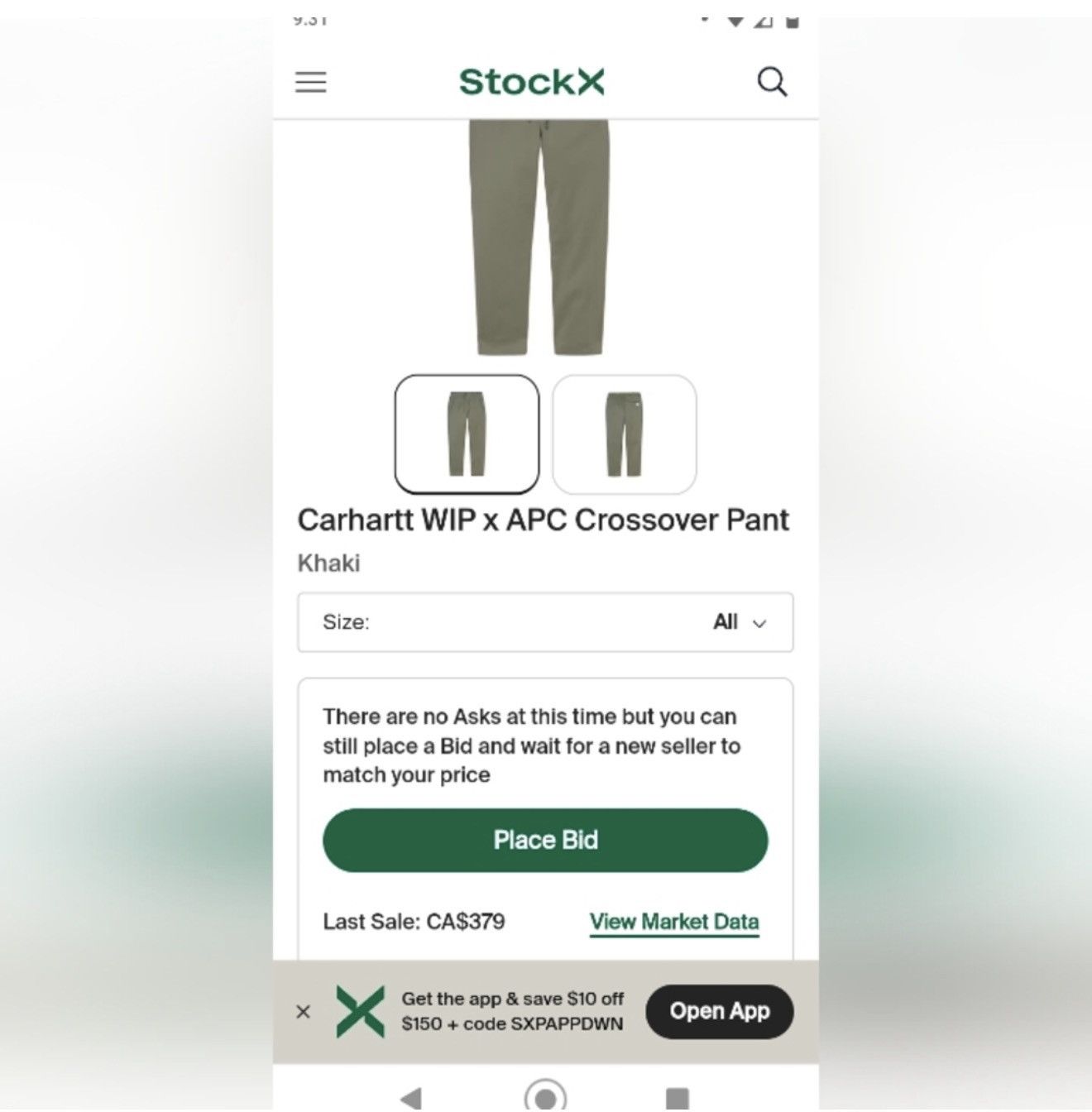A.P.C. × Carhartt Wip A.P.C. x Carhartt WIP Olive Chino Jogger – M Size US 33 - 2 Thumbnail