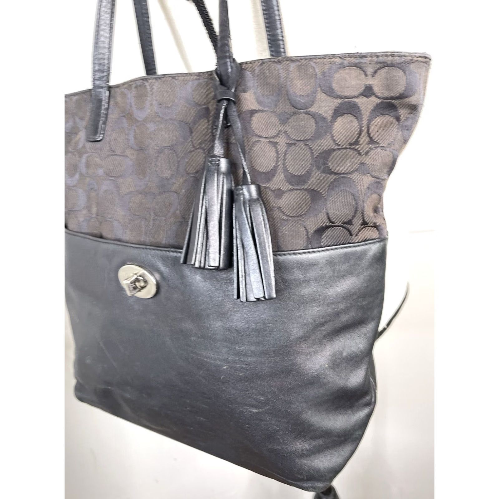 VINTAGE Coach Legacy Leather Turnlock Tote Shoulder Bag Cognac 