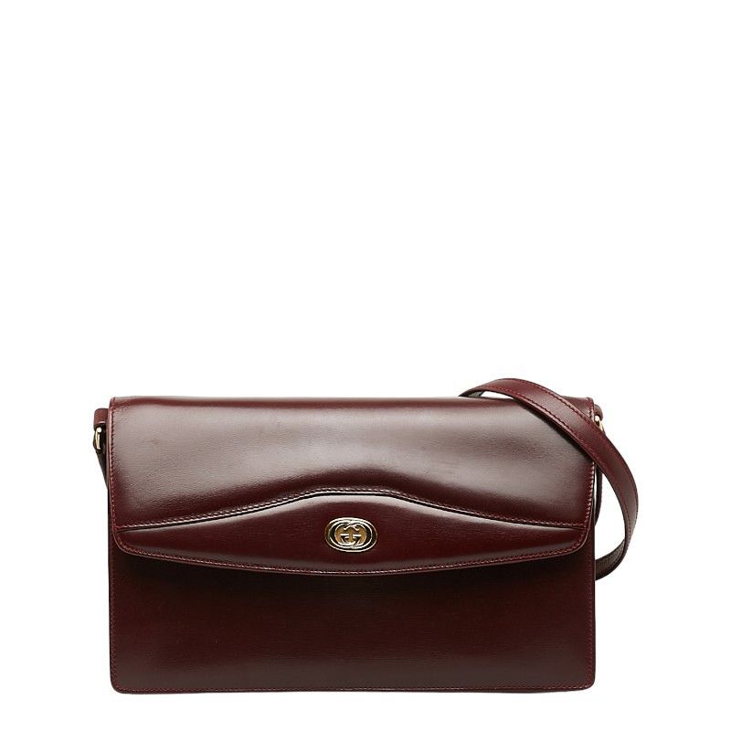 image of Gucci Interlocking G Leather Shoulder Bag in Red, Women's