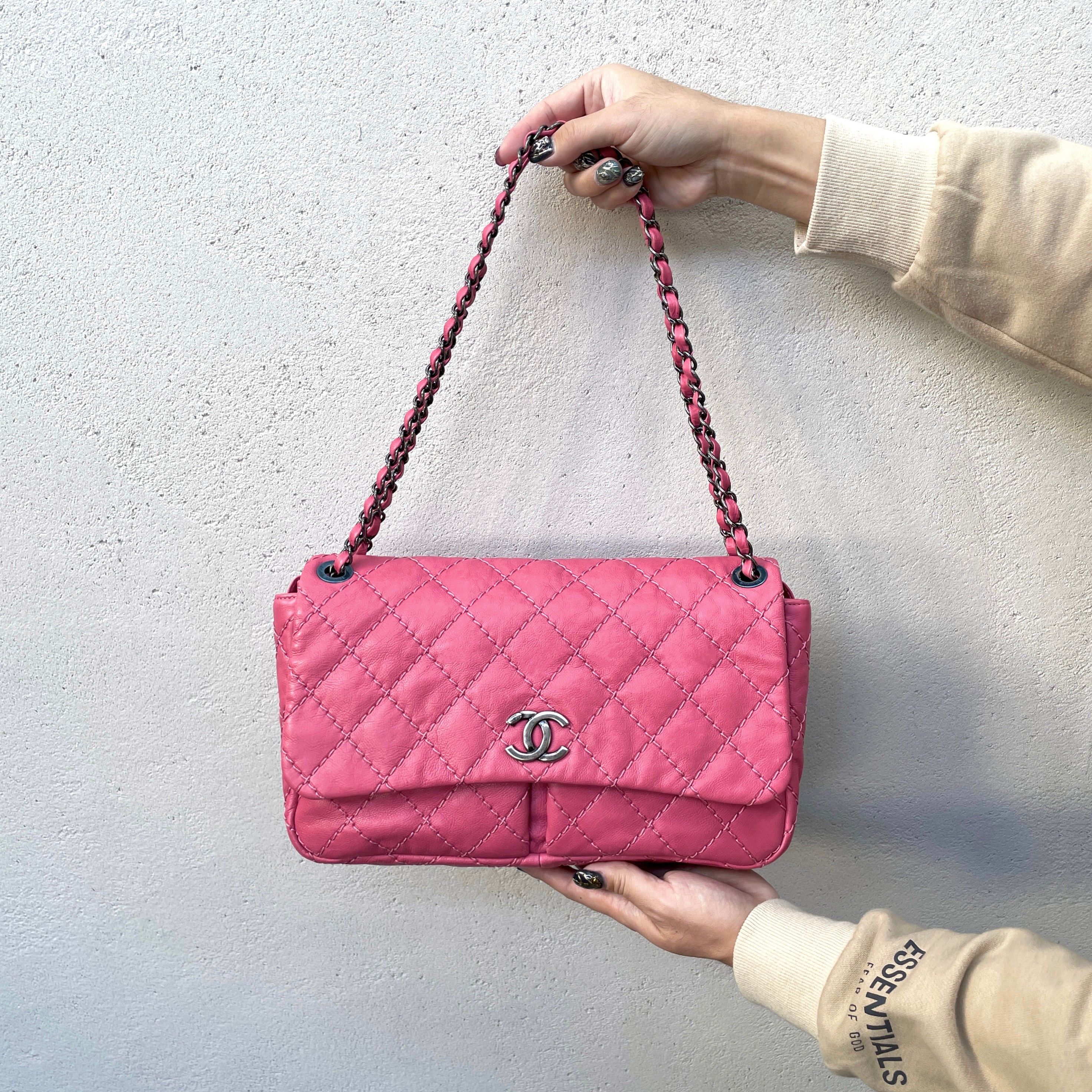 Chanel Wild Stitch Pocket Double Chain Shoulder Flap Bag