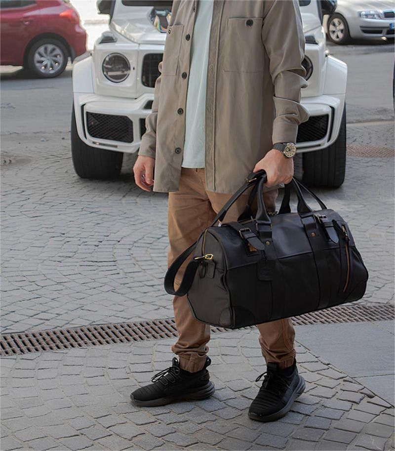Handmade Genuine leather and thick canvas. Leather Weekender Size ONE SIZE - 5 Thumbnail