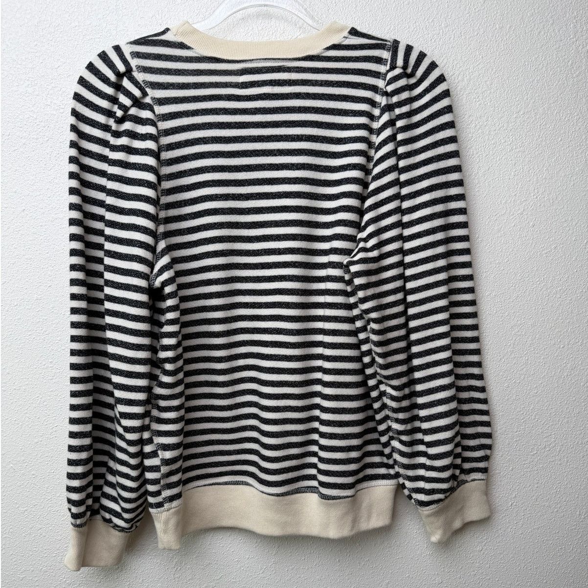 THE GREAT The Great. Black & Cream Striped Pleated Shoulder Sweatshirt Size S / US 4 / IT 40 - 4 Thumbnail