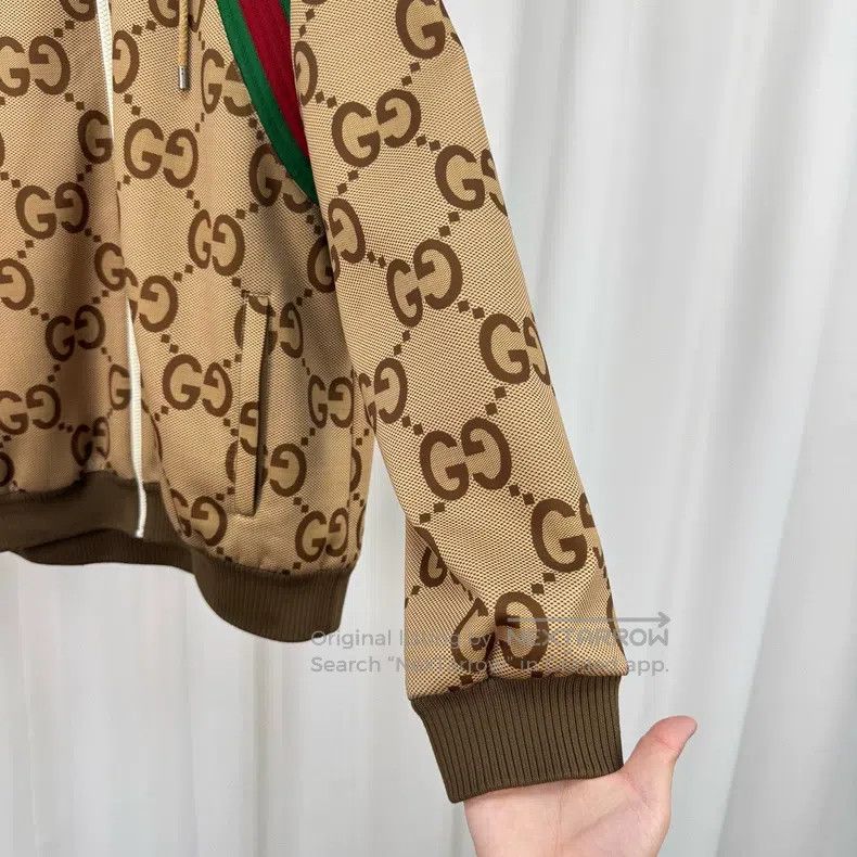 Gucci Gucci Brown old flower full print webbing zipper jacket Size US M / EU 48-50 / 2 - 4 Thumbnail