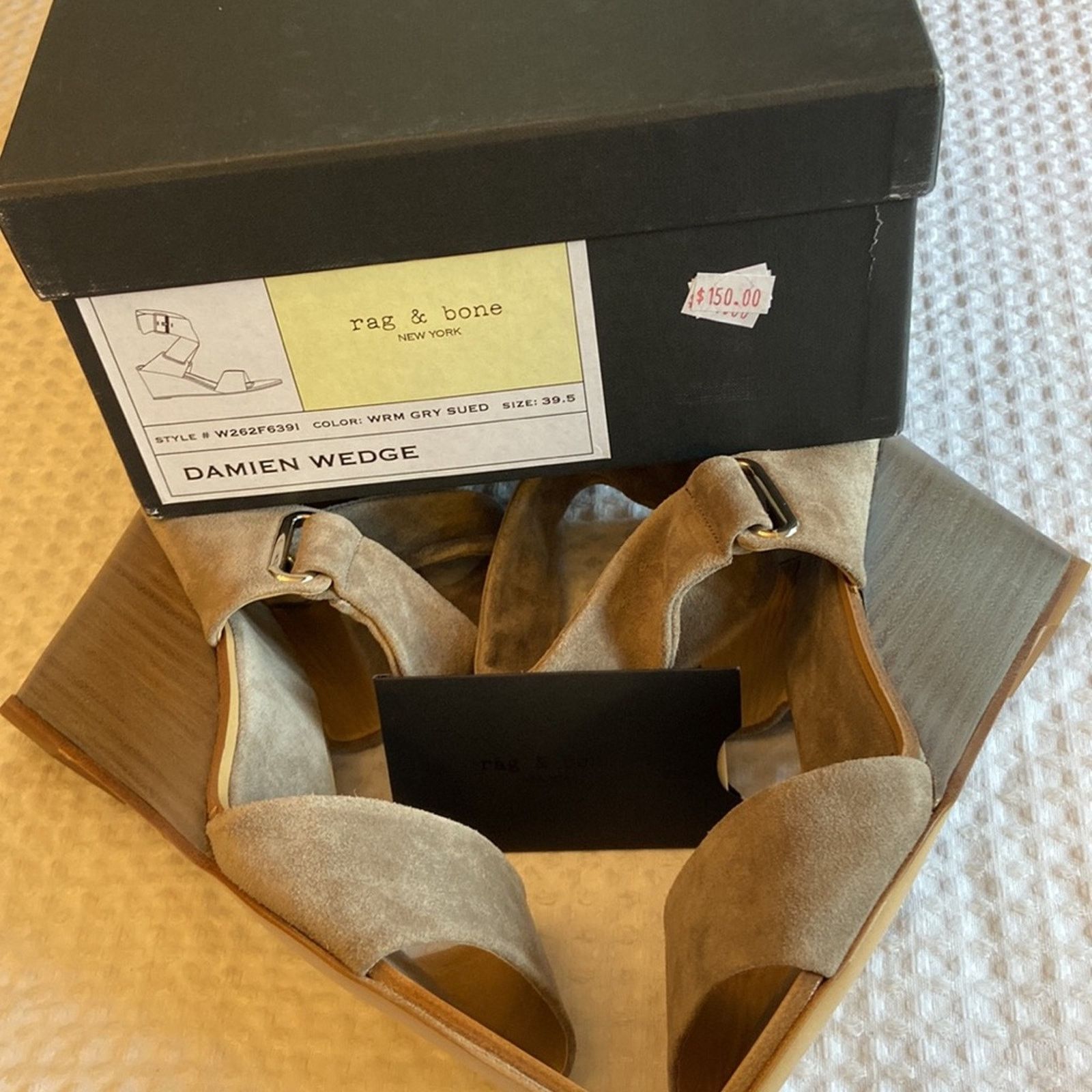 Rag & Bone NEW! rag & bone DAMIAN Wedge 39.5 Gray Leather Heels Sandal Size US 8.5 / IT 38.5 - 13 Thumbnail