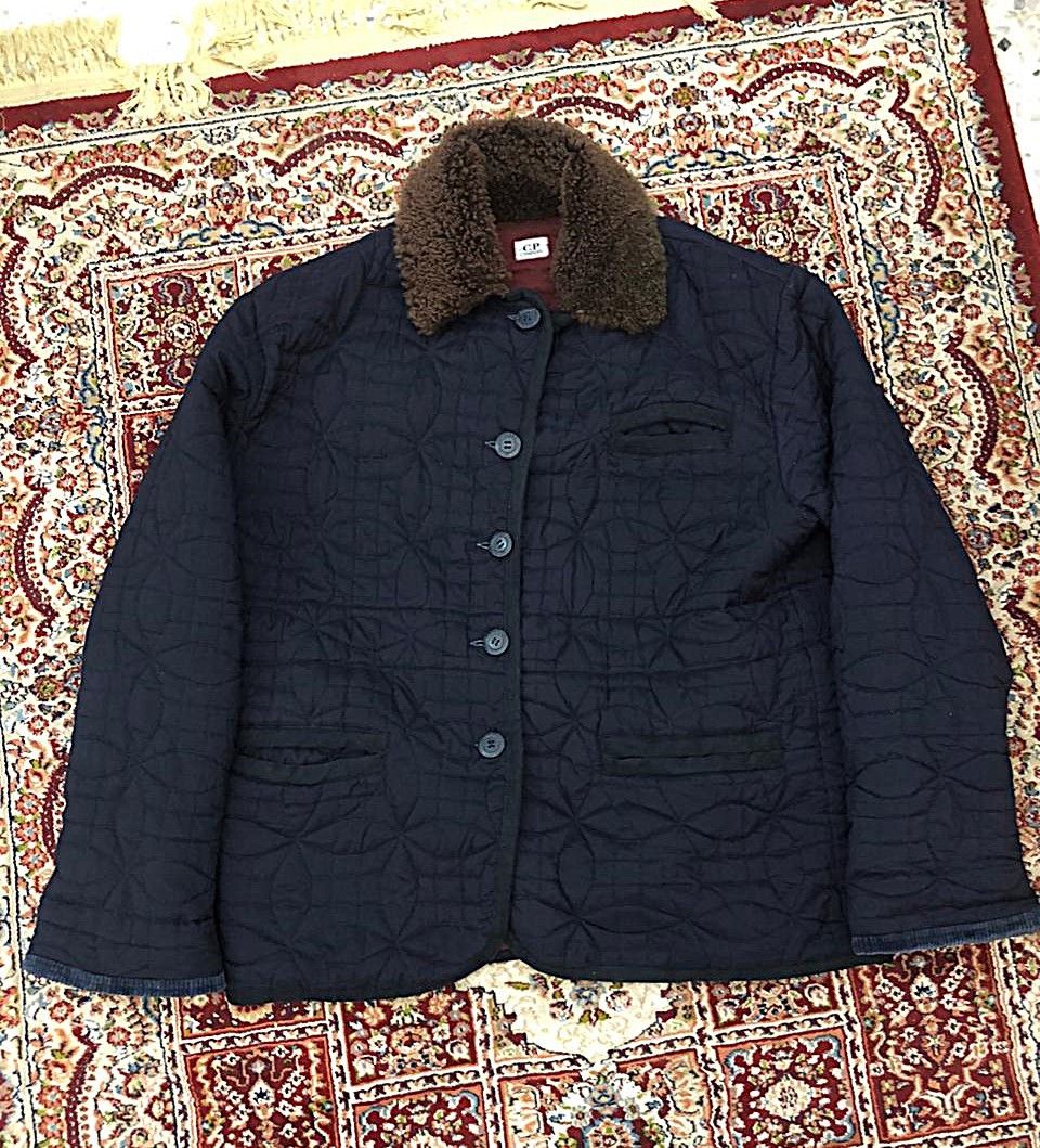 Vintage Cp Compnay Quilted Jakcet Blue 42 Rare Corduroy Fur