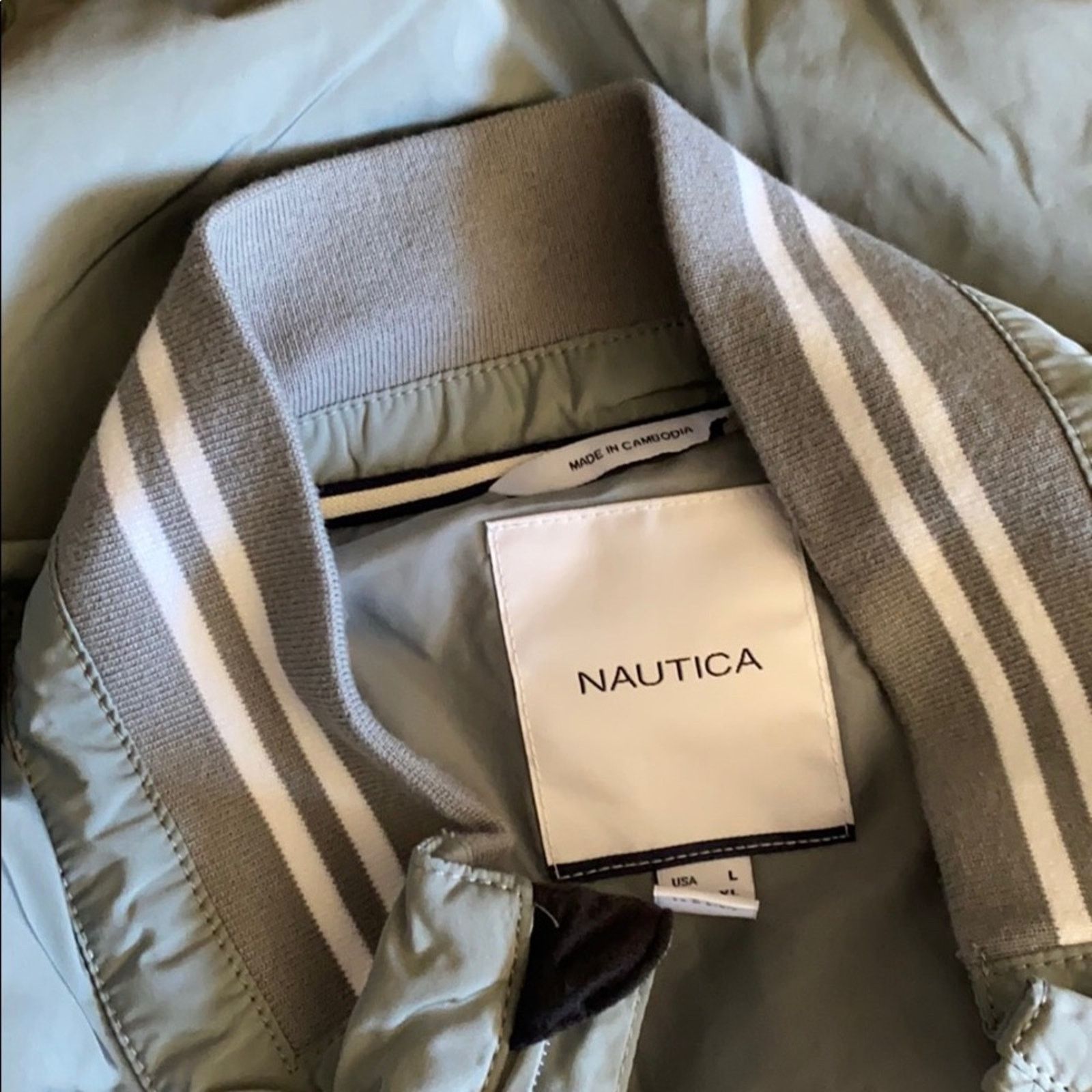Nautica Gray men’s jacket Light bomber NWT $129 Large Size US L / EU 52-54 / 3 - 4 Thumbnail