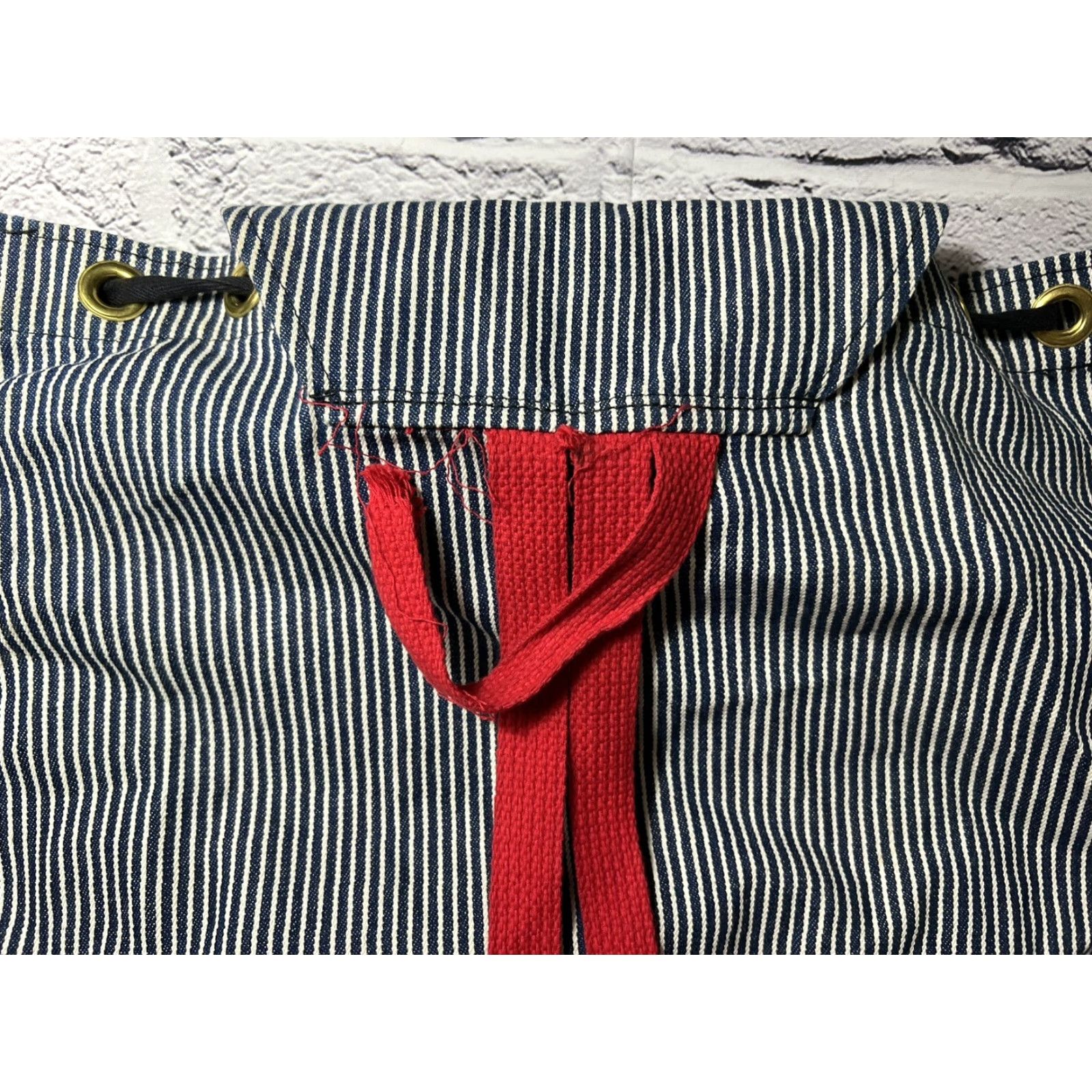 Denime VINTAGE Denim Railroad Stripe Backpack Blue & White Great Northern Railway Patch Size ONE SIZE - 7 Thumbnail