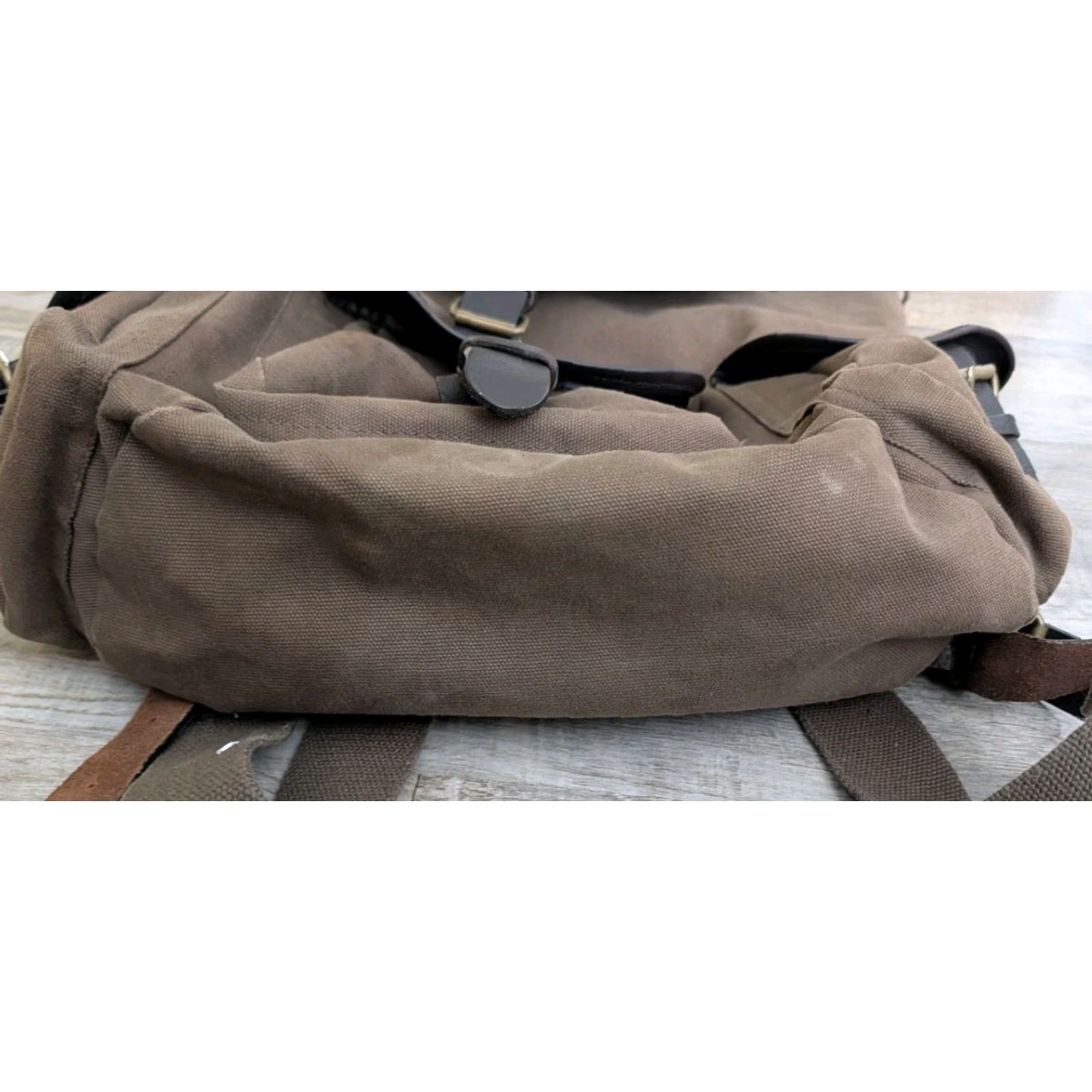 Gap VINTAGE Gap Backpack Canvas Military Multi Pocket Leather Trim Bag Size ONE SIZE - 6 Thumbnail