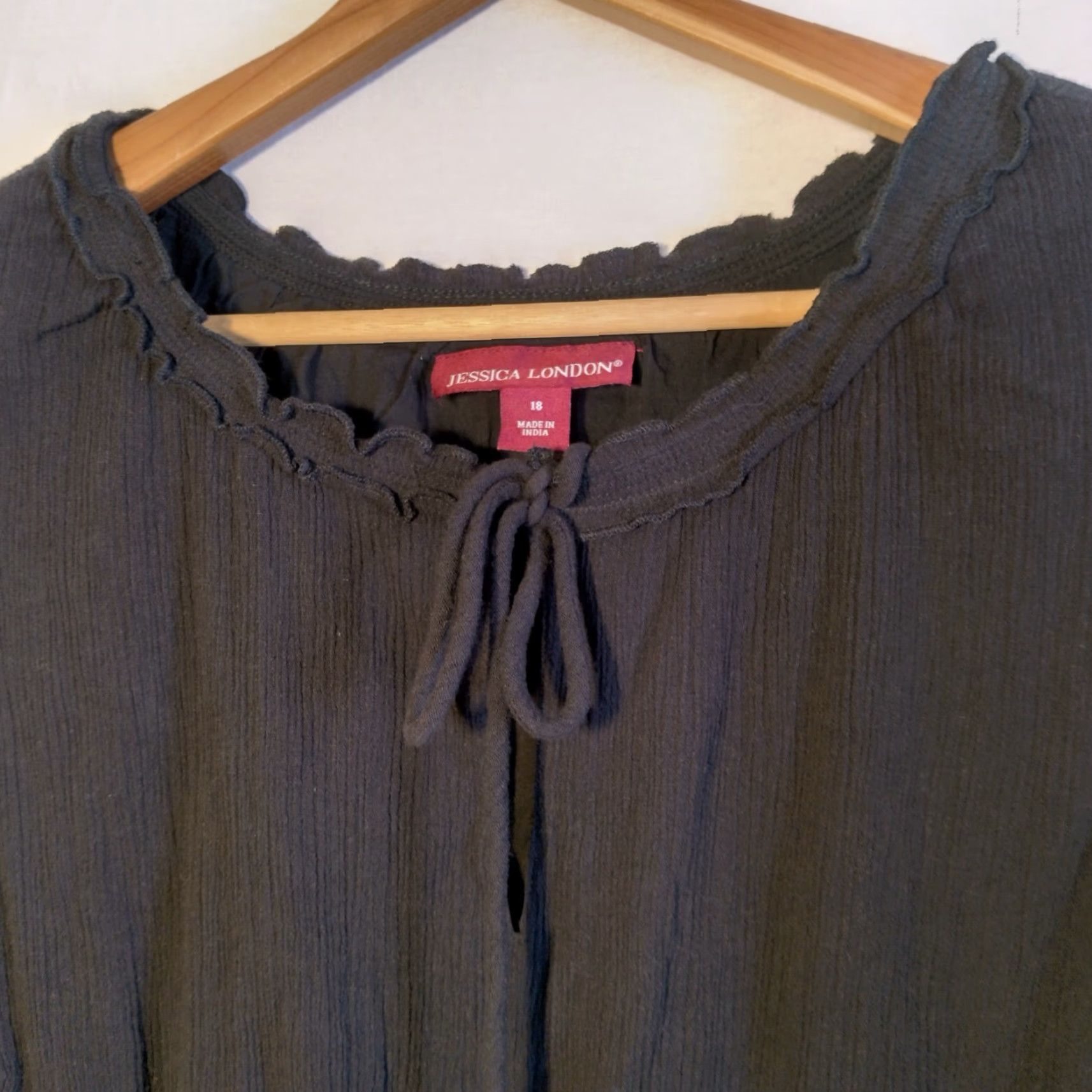 Vintage Jessica London Dress Women's Size 18 Sleeveless Gauze Black Ruffled Knee Length Casual Size XXL / US 16-18 / IT 52-54 - 7 Thumbnail