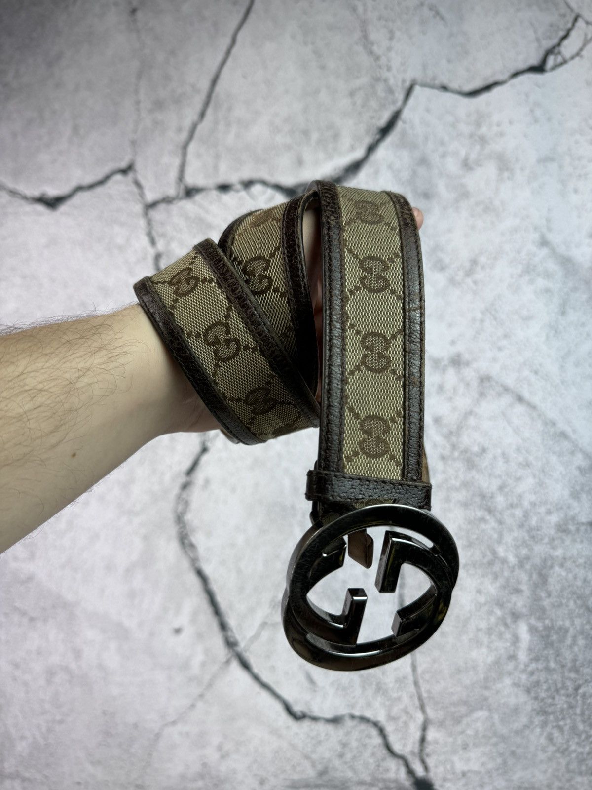 Gucci Gucci Monogram GG Interlocking Beige Belt Size 95 38 Grailed