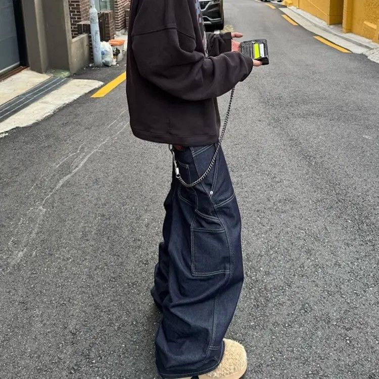 Japanese Brand × Jean High Street Clean Fit Multi Pockets Dark Blue Baggy Jeans Size US 32 / EU 48 - 1 Thumbnail