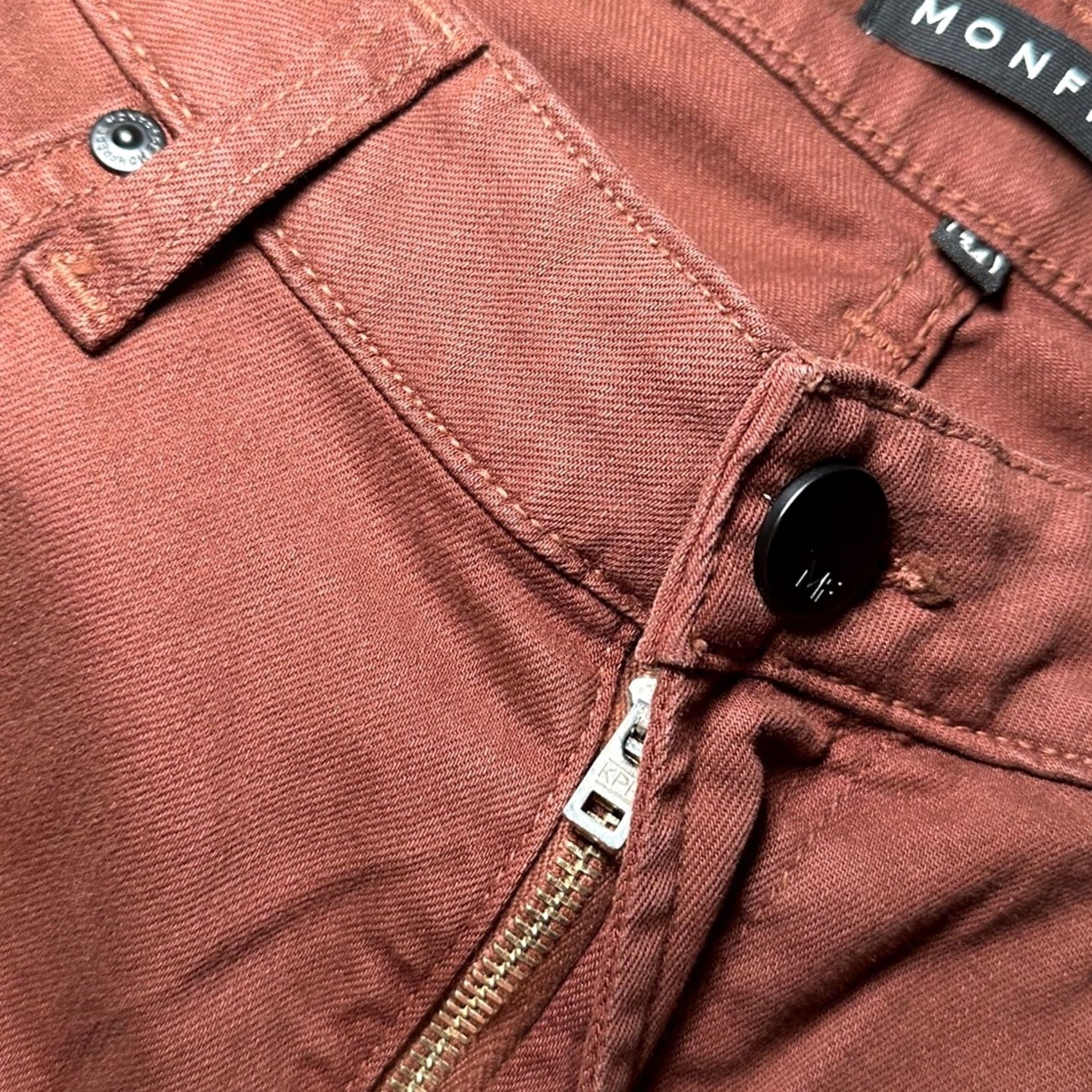 MONFRERE Monfrere Japanese Denim Stretch Jeans 34 Regular Men Rust Brown 28 41 34 Size US 34 / EU 50 - 7 Thumbnail