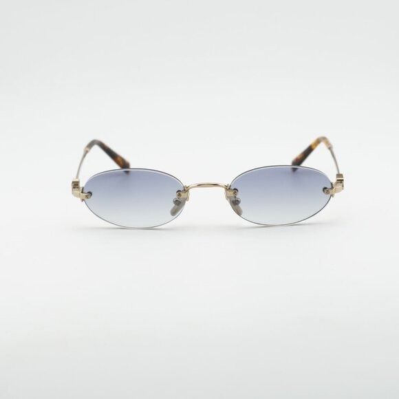 Miu Miu Miu Miu MUA54S ZVN80O Sunglasses Pale Gold Oval Frame Size ONE SIZE - 3 Thumbnail