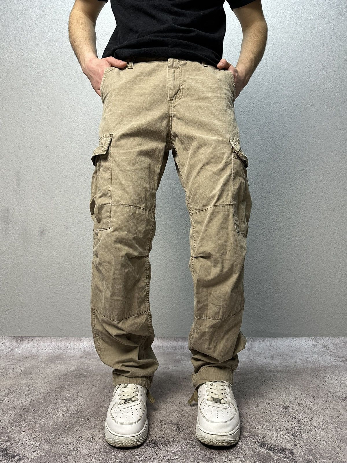 Carhartt × Vintage Vintage Carhartt Cargo Distressed Pants Faded Beige Y2K Size US 31 - 3 Thumbnail