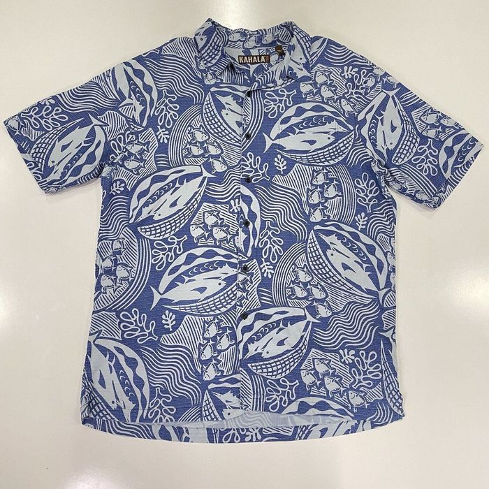 Duke Kahanamoku Kahala Men's Hawaiian Shirt Blue Tuna Sail Fish