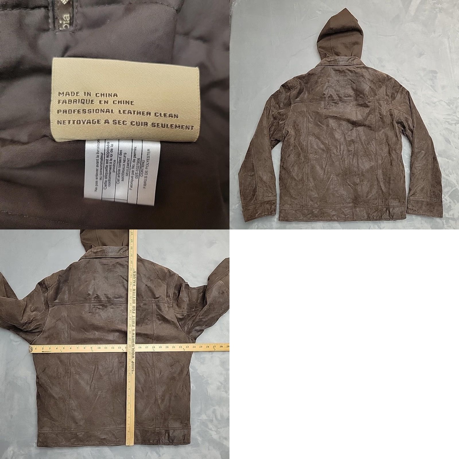 Vintage Columbia Jacket Men Large Brown Leather Hooded Full Zip Insulated Removable Hood Size US L / EU 52-54 / 3 - 8 Thumbnail