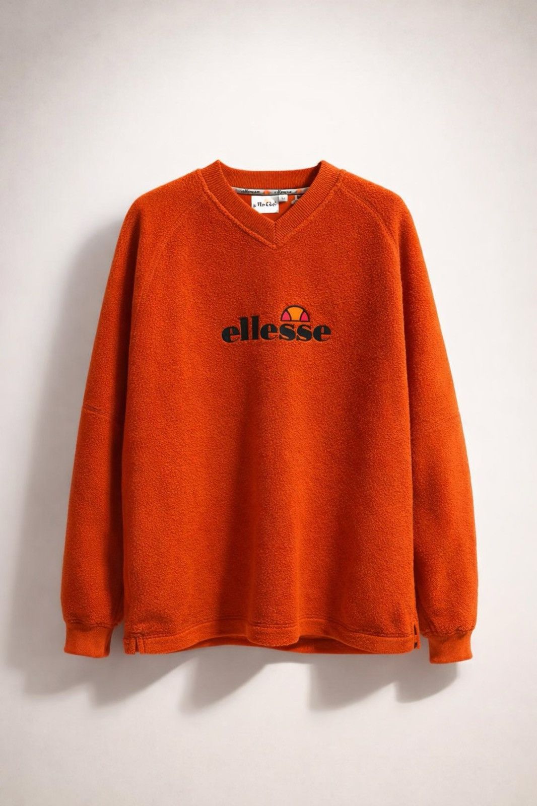 Ellesse Ellesse V-neck vintage Orange fleece pullover Size US L / EU 52-54 / 3 - 1 Thumbnail