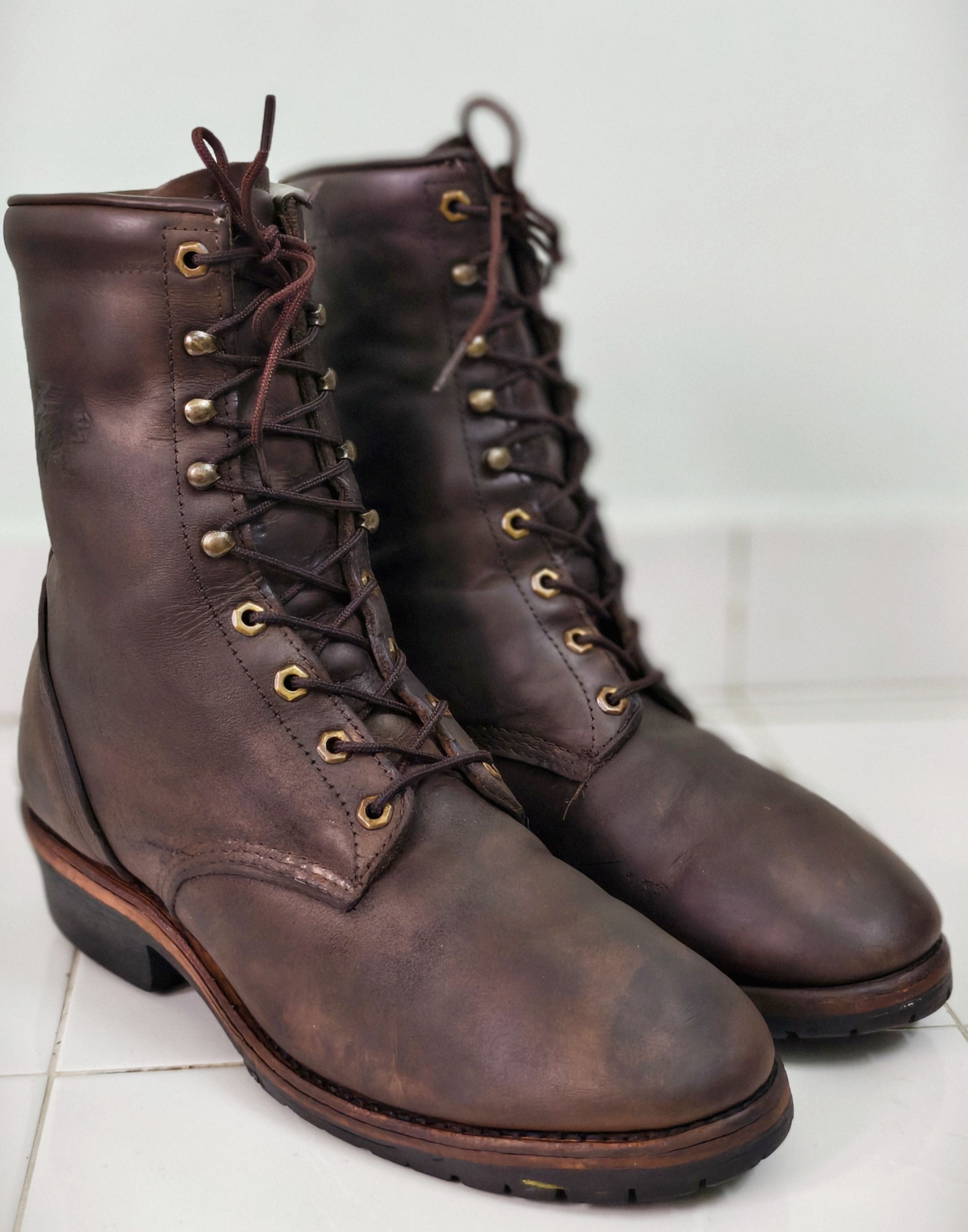 Chippewa CHIPPEWA 20090 Logger Boots Men's Brown Leather Vibram Sole Size US 12 / EU 45 - 1 Thumbnail