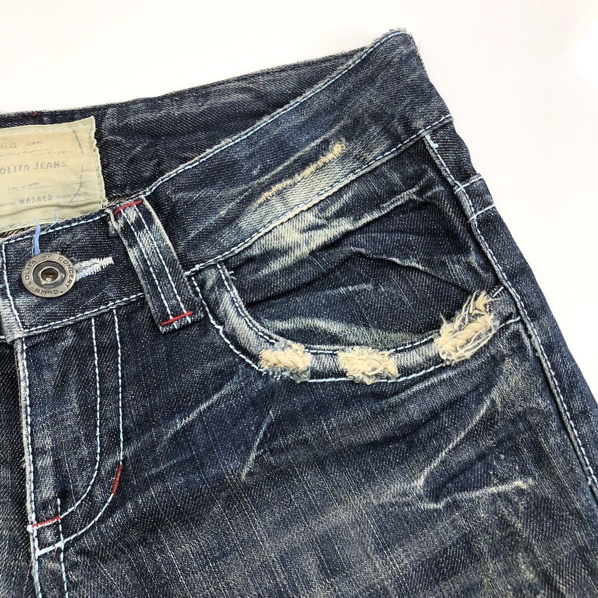If Six Was Nine × Le Grande Bleu (L.G.B.) × Vintage Vintage Lolita Exotic Flared Jeans Distressed Faded Denim Size US 27 - 9 Thumbnail