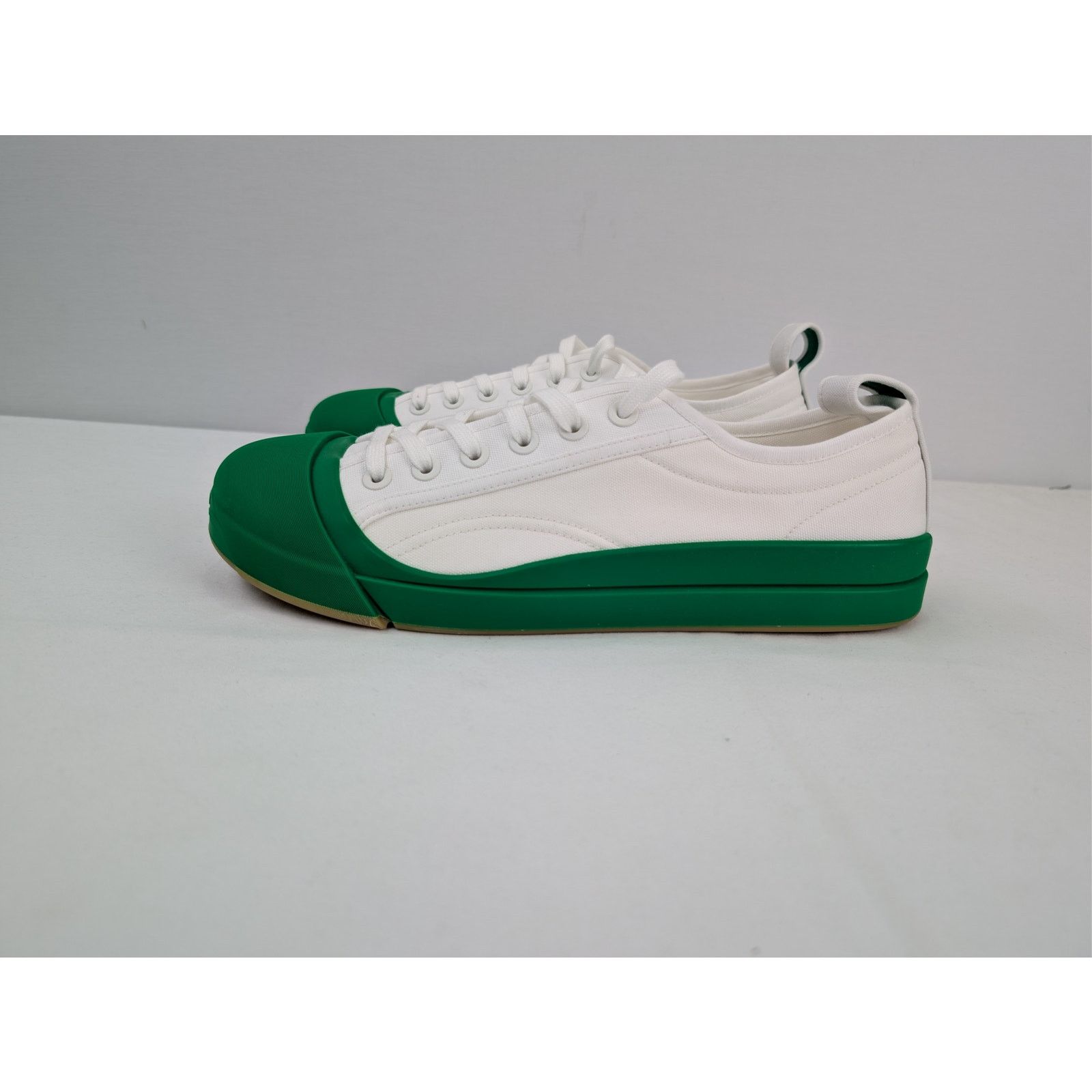 Bottega Veneta o1rshd1 Canvas Vulcan Low top Sneaker Optic White/Parakeet Size US 8 / EU 41 - 1 Thumbnail