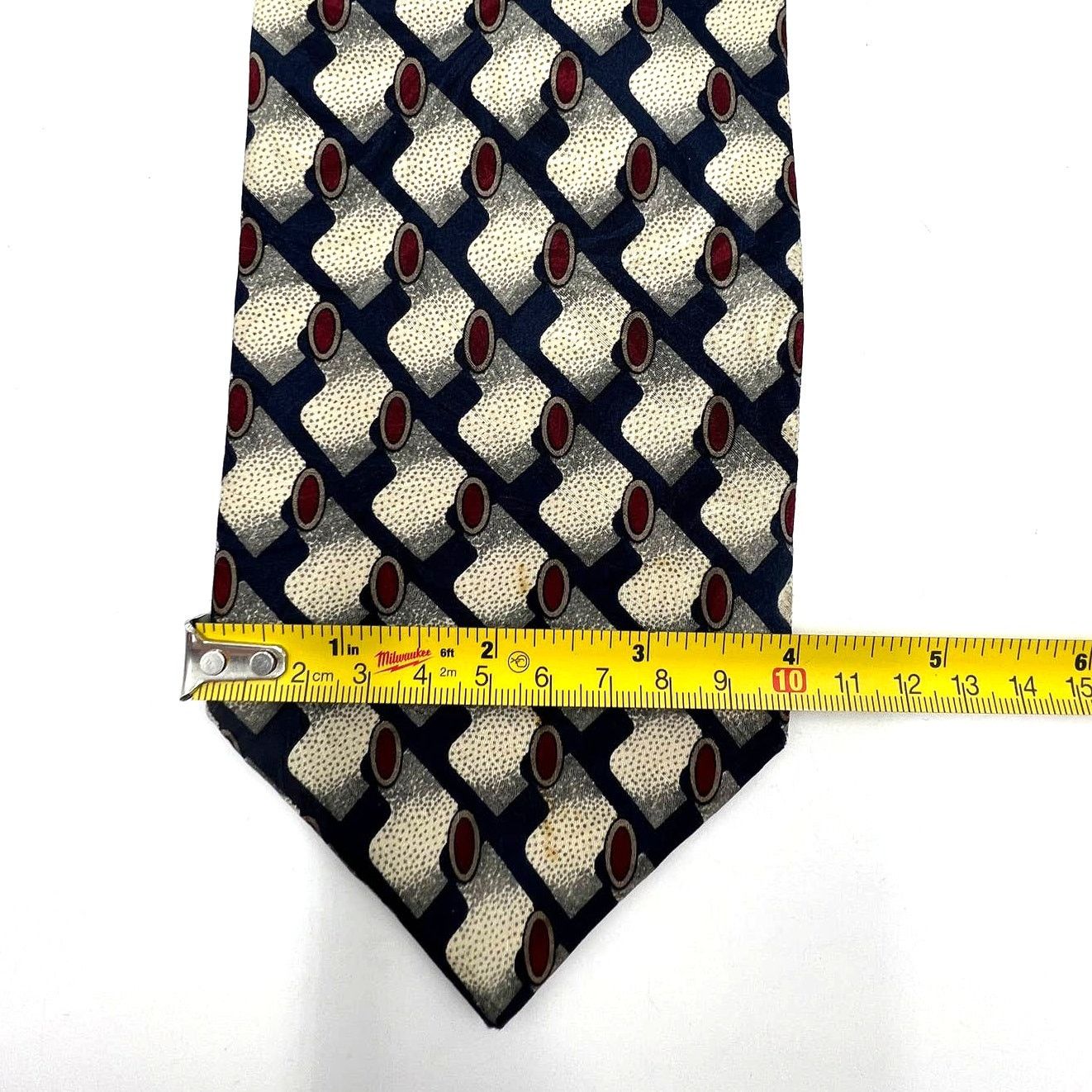 Pierre Balmain Balmain Abstract Silk Tie Navy Blue Motif Size ONE SIZE - 4 Thumbnail