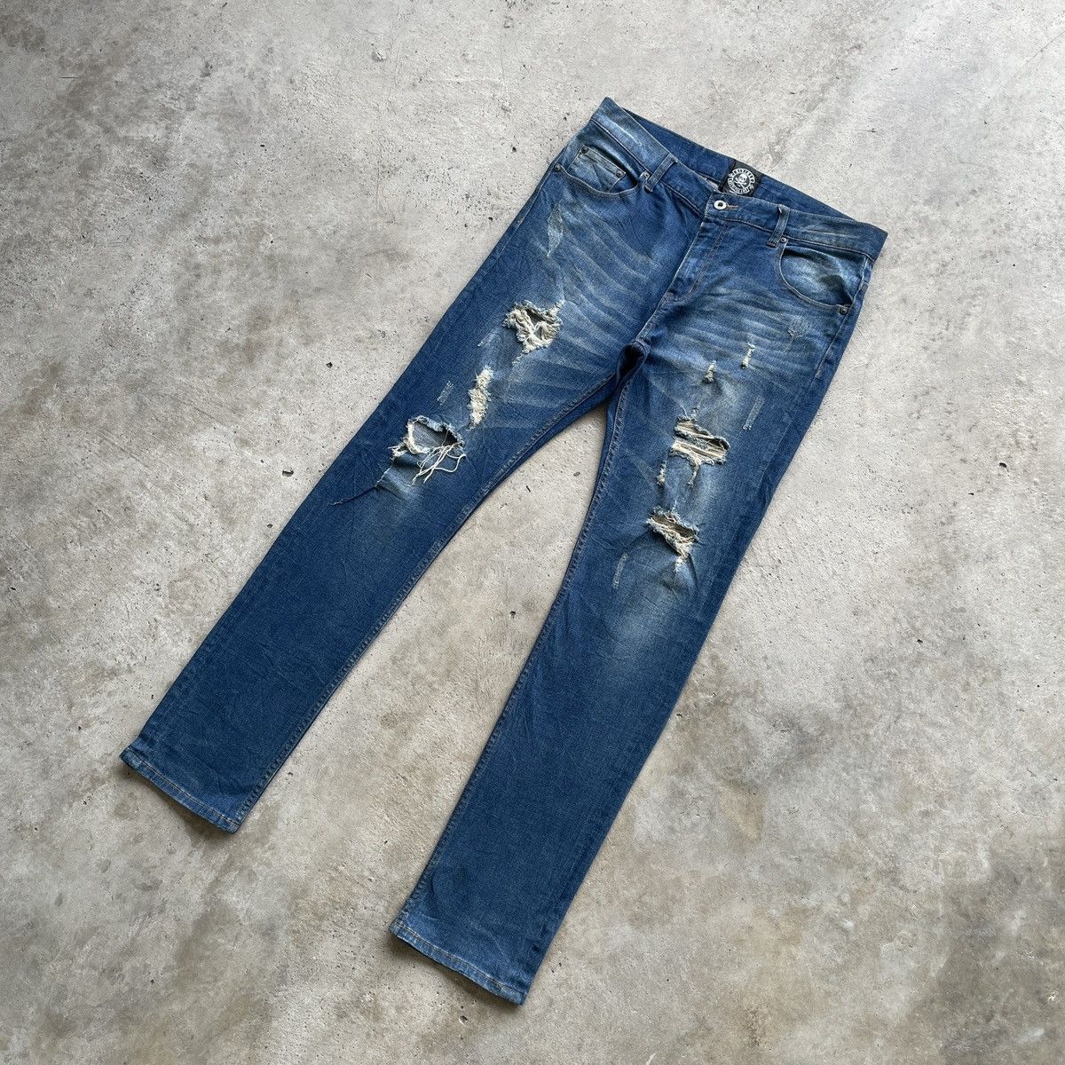 Japanese Brand Vintage Diviner Reckless Life Distressed Jeans Ripped Pants Size US 34 / EU 50 - 2 Thumbnail