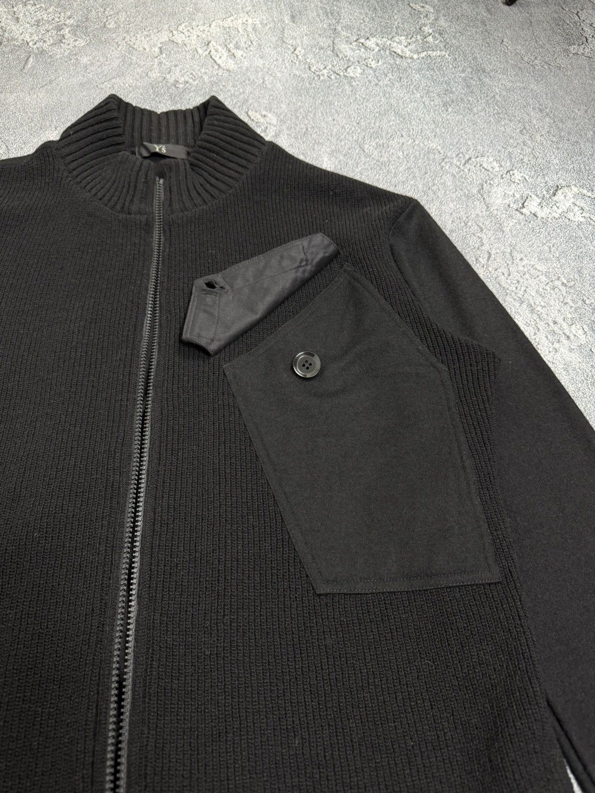 Yohji Yamamoto Y’s Yohji Yamamoto Wool Ribbed Zip Knit Pocket Sweater Size US XL / EU 56 / 4 - 12 Thumbnail