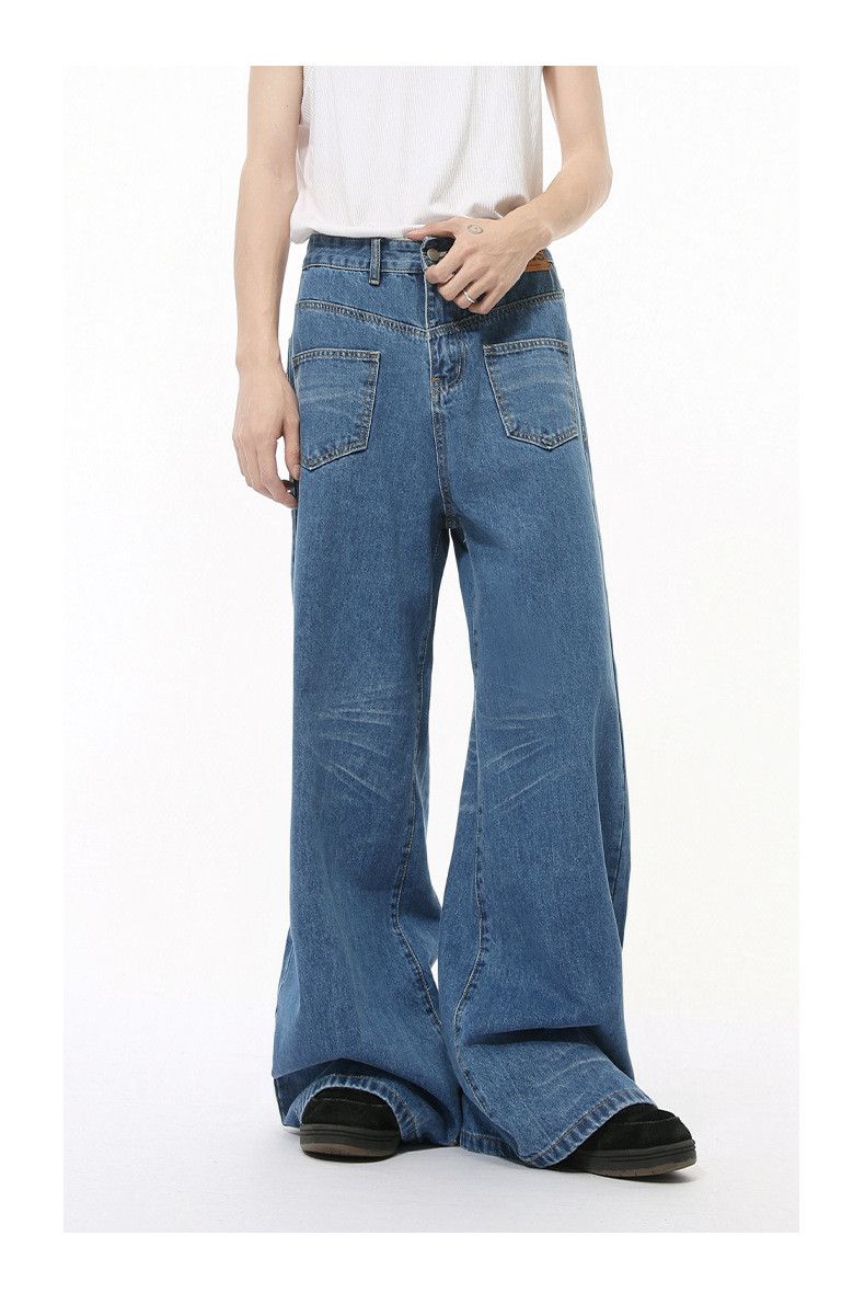 Japanese Brand × Jean Washed vintage pocket design drape straight jeans Size US 32 / EU 48 - 1 Thumbnail